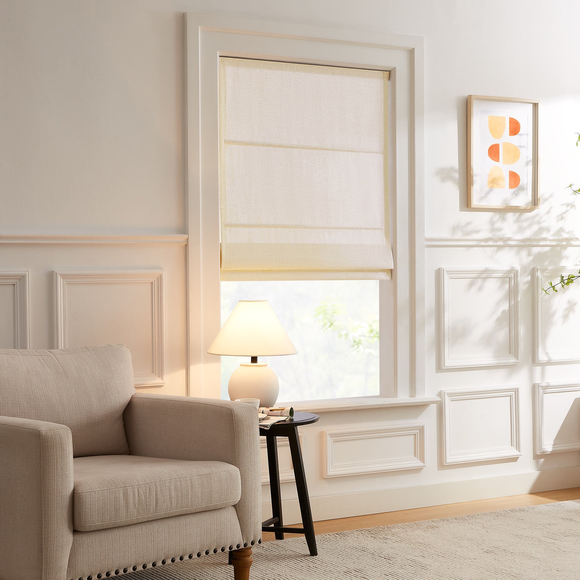 Elvonaeoly Custom Linen Roman Shades
