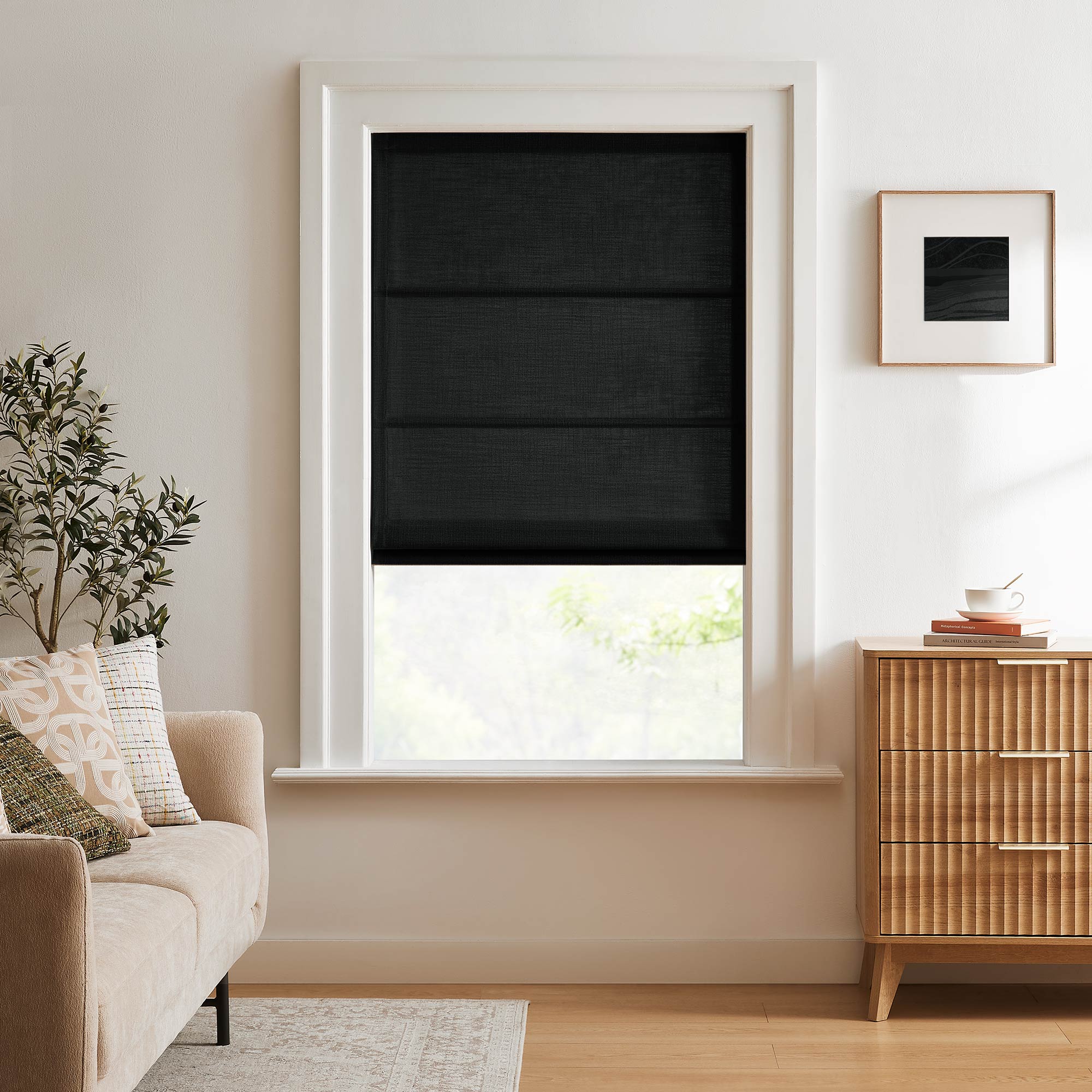 Elvonaeoly Custom Linen Roman Shades