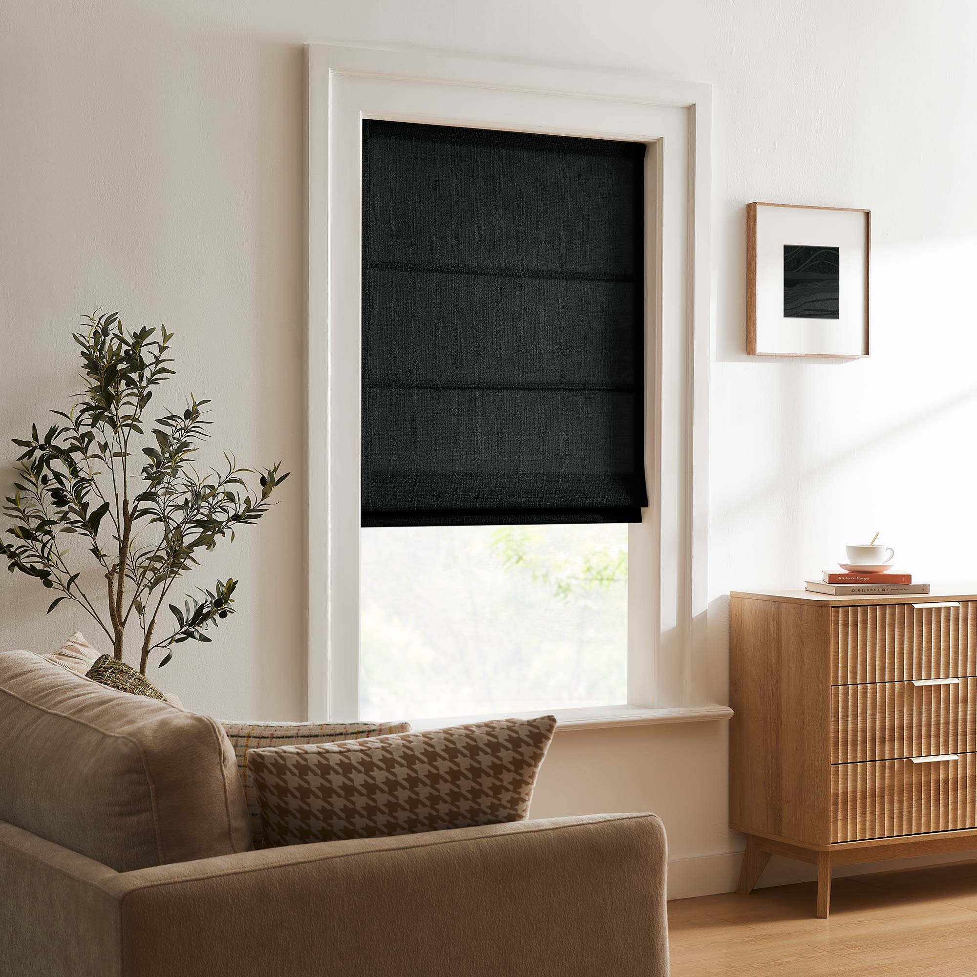 Elvonaeoly Custom Linen Roman Shades