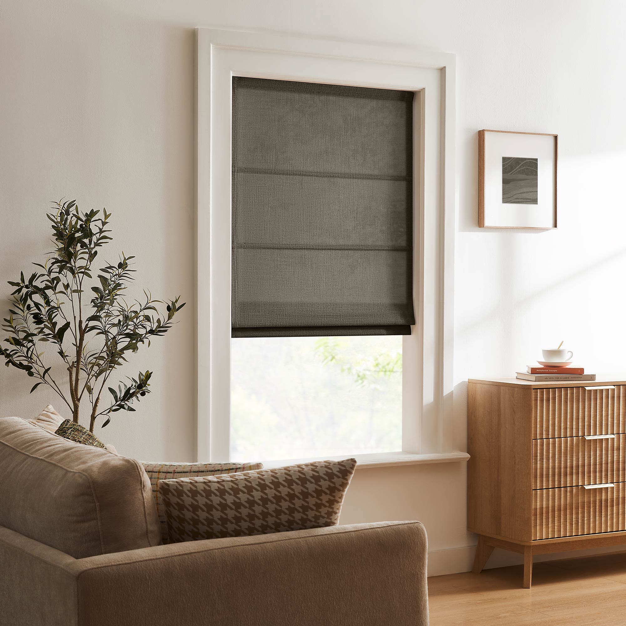 Elvonaeoly Custom Linen Roman Shades