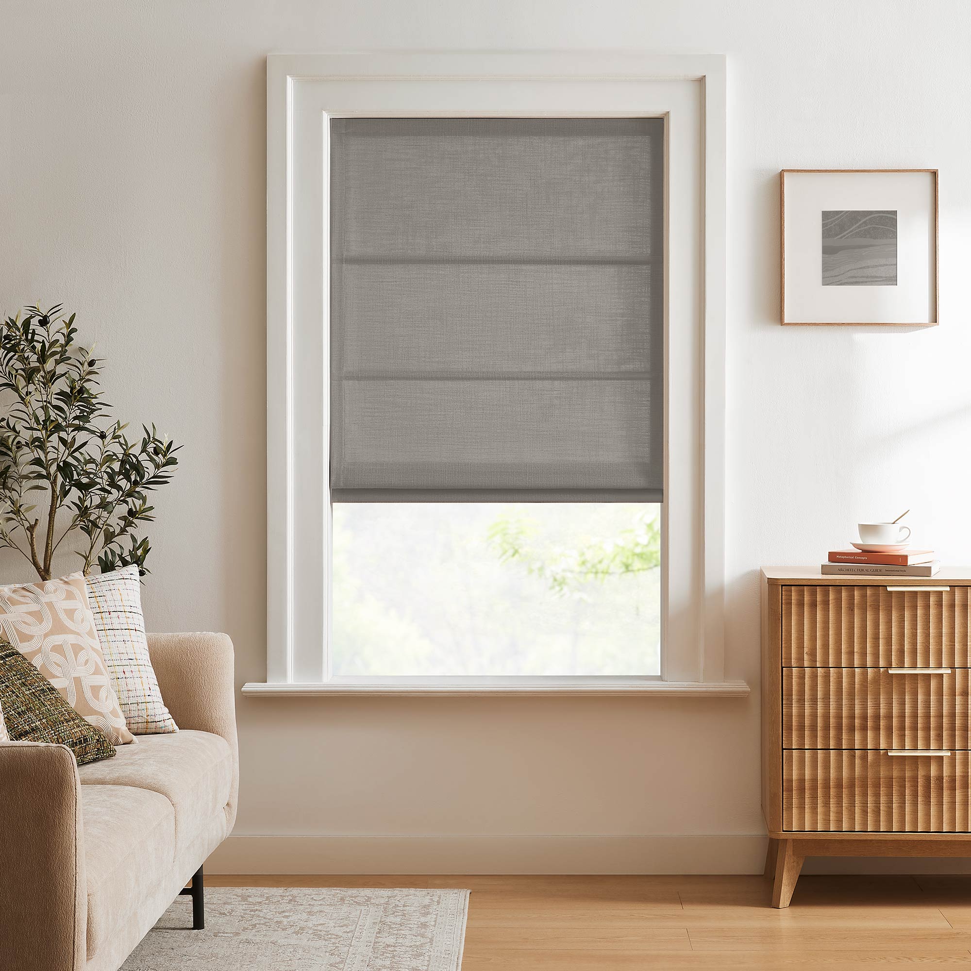 Elvonaeoly Custom Linen Roman Shades