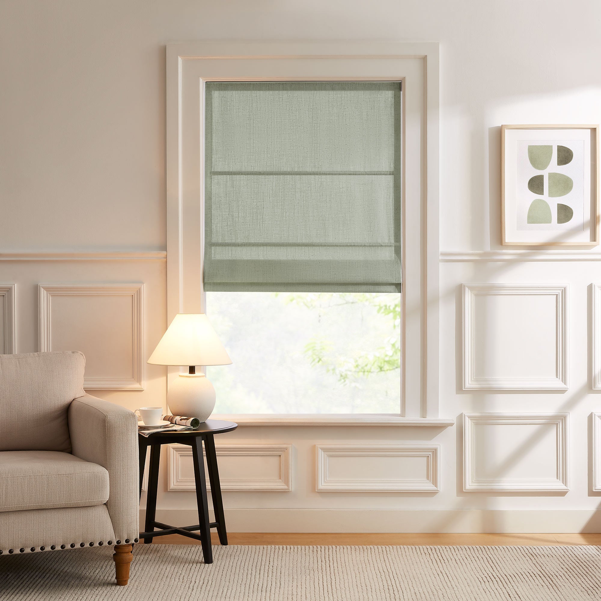 Elvonaeoly Custom Linen Roman Shades