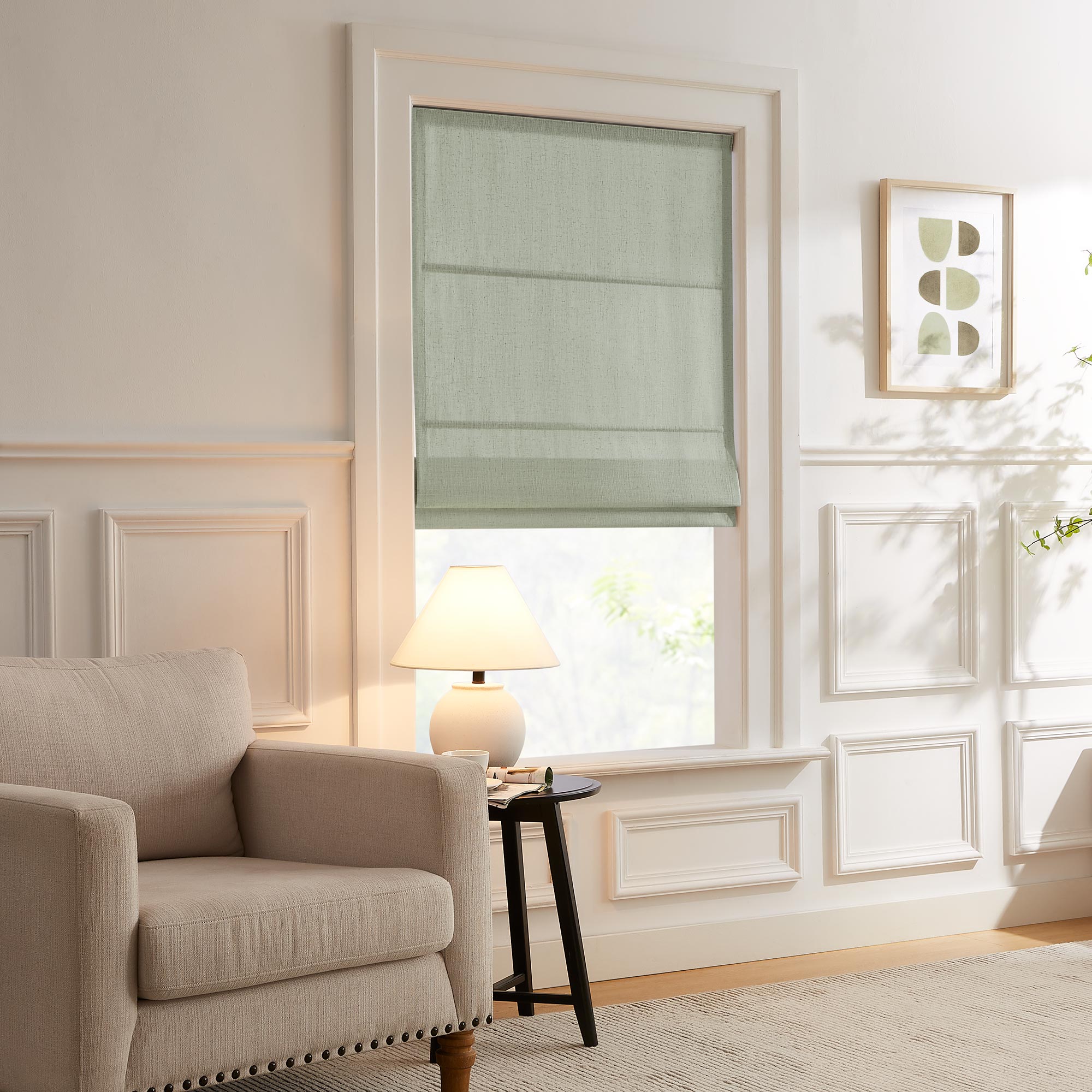 Elvonaeoly Custom Linen Roman Shades