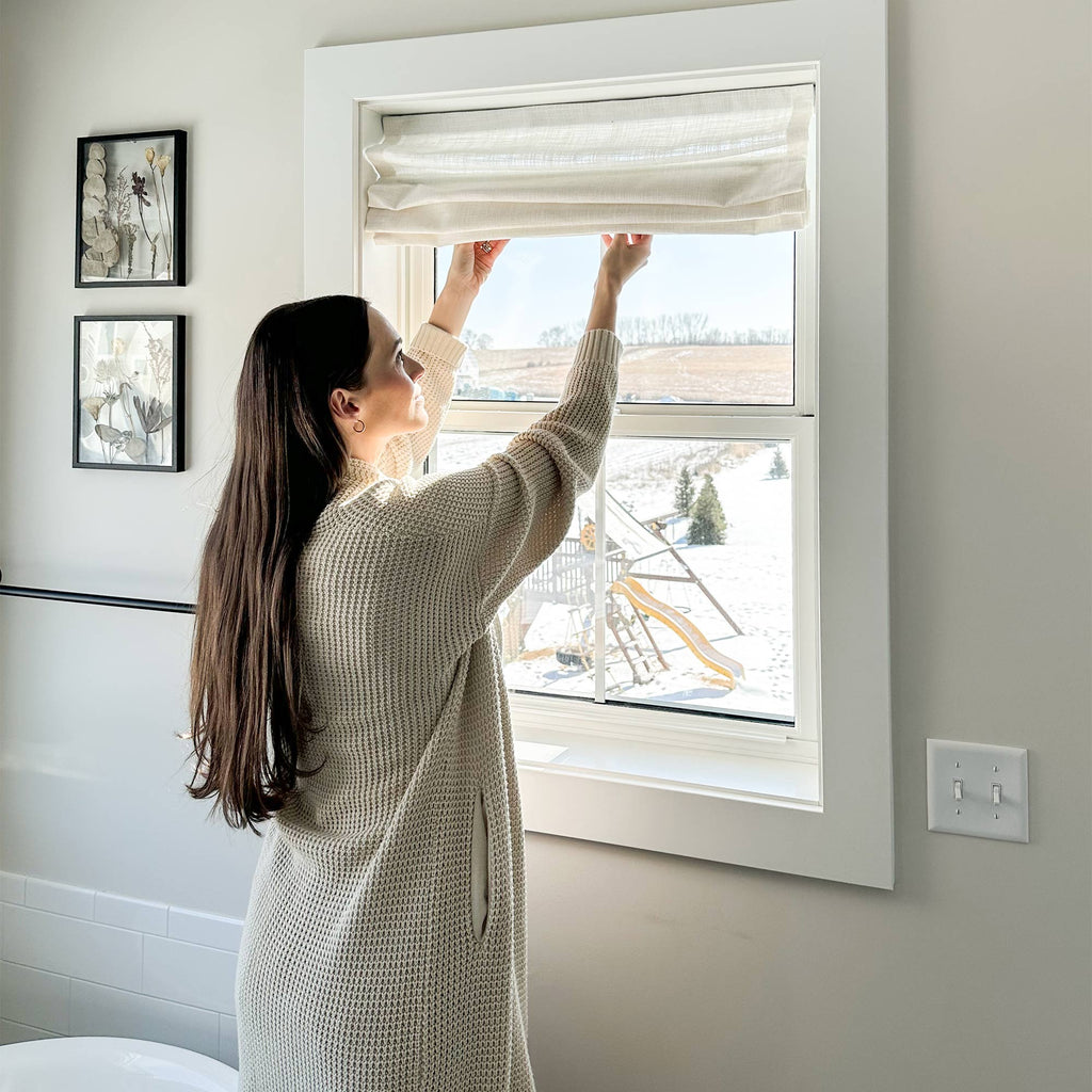 Elvonaeoly Custom Linen Roman Shades