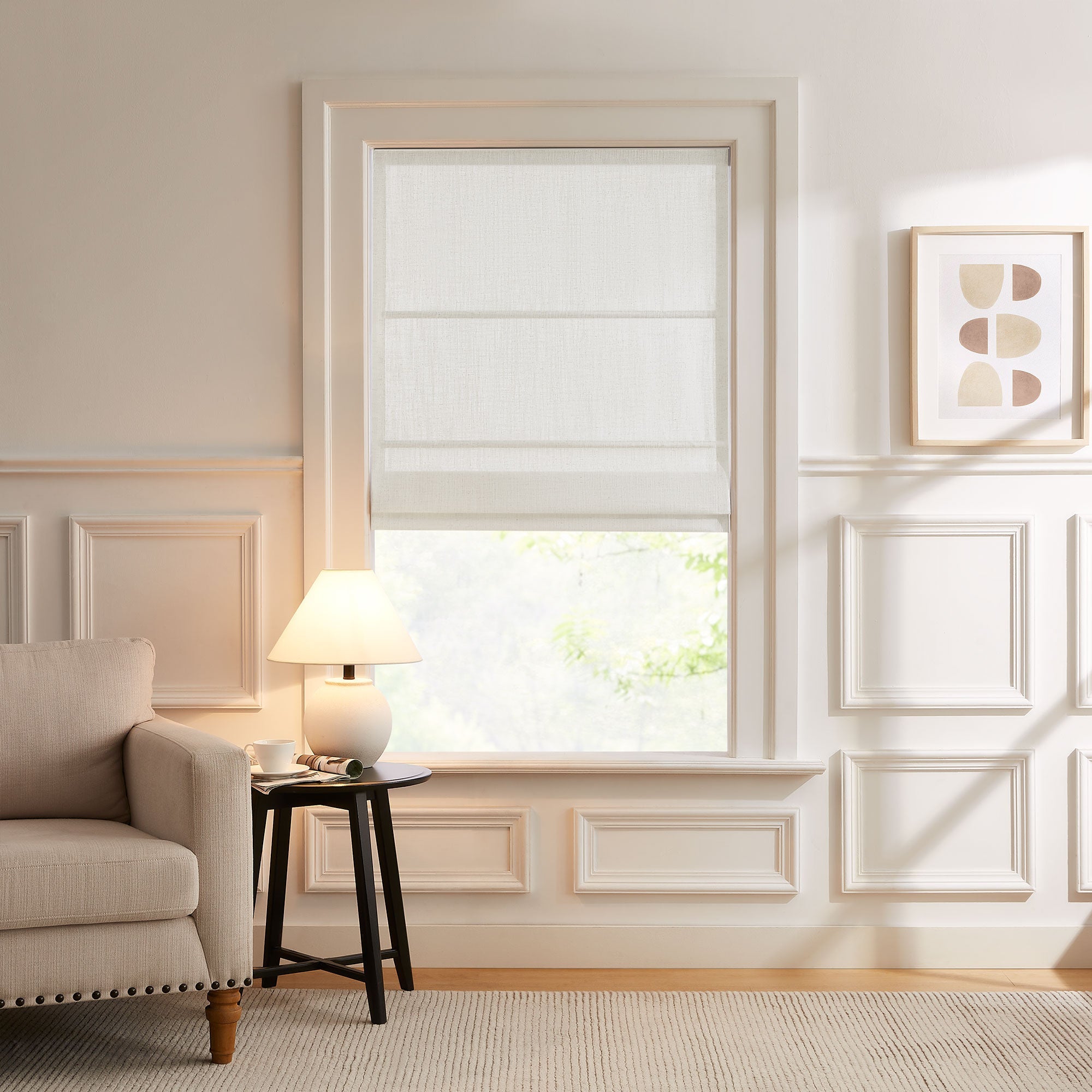 Elvonaeoly Custom Linen Roman Shades