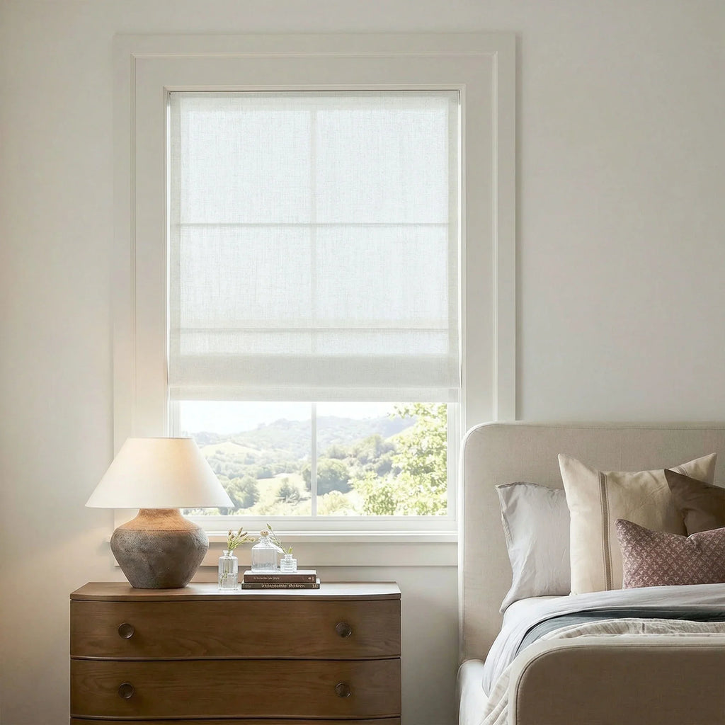 Elvonaeoly Custom Linen Roman Shades