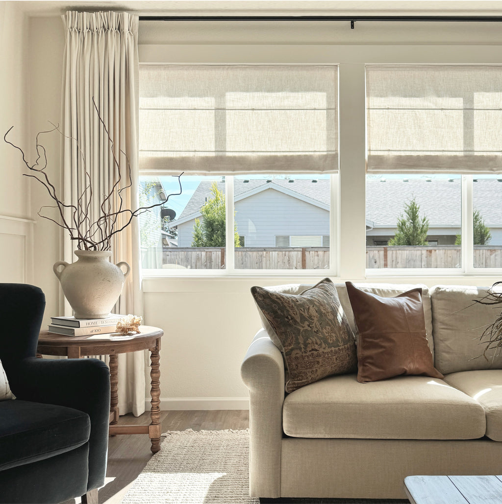 Elvonaeoly Custom Linen Roman Shades