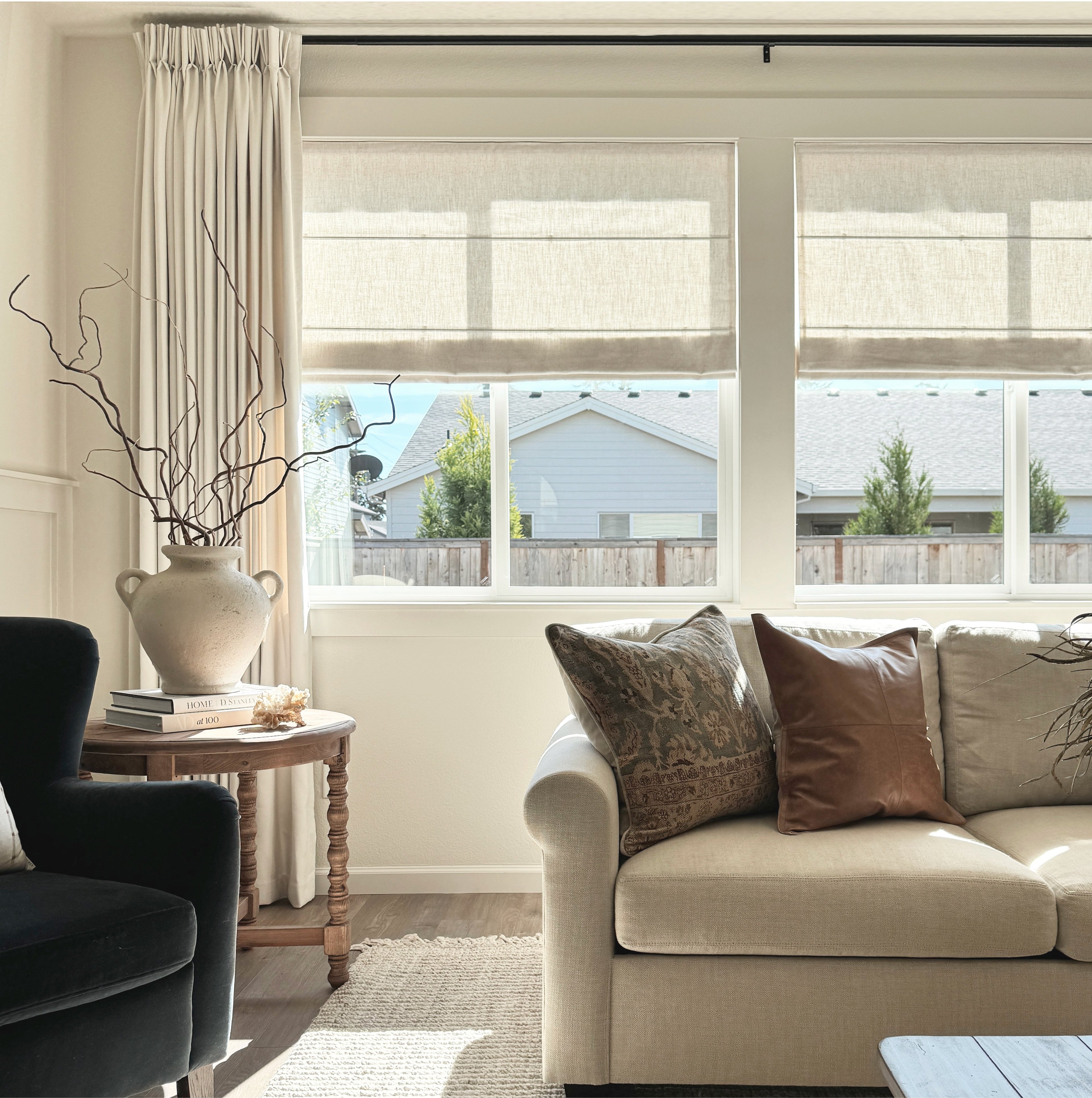 Elvonaeoly Custom Linen Roman Shades