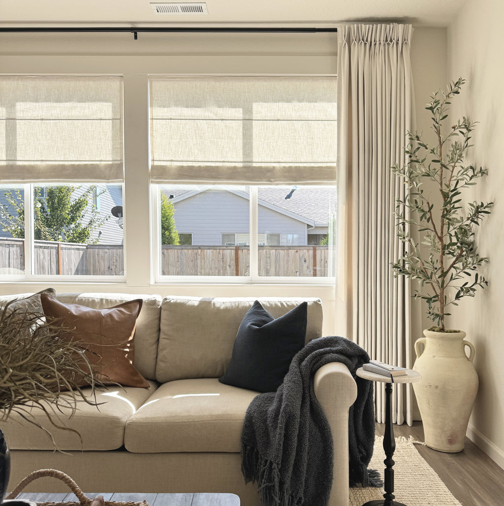 Elvonaeoly Custom Linen Roman Shades