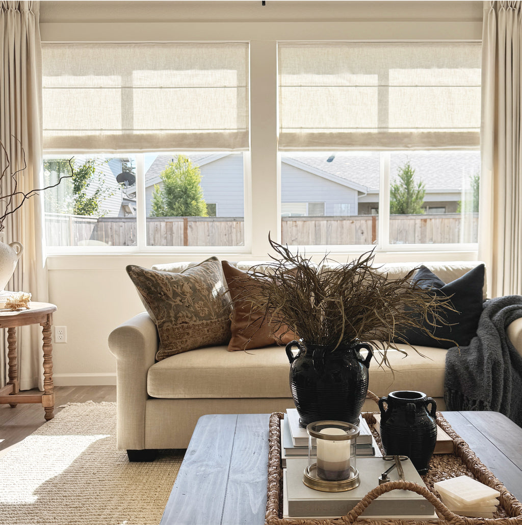 Elvonaeoly Custom Linen Roman Shades