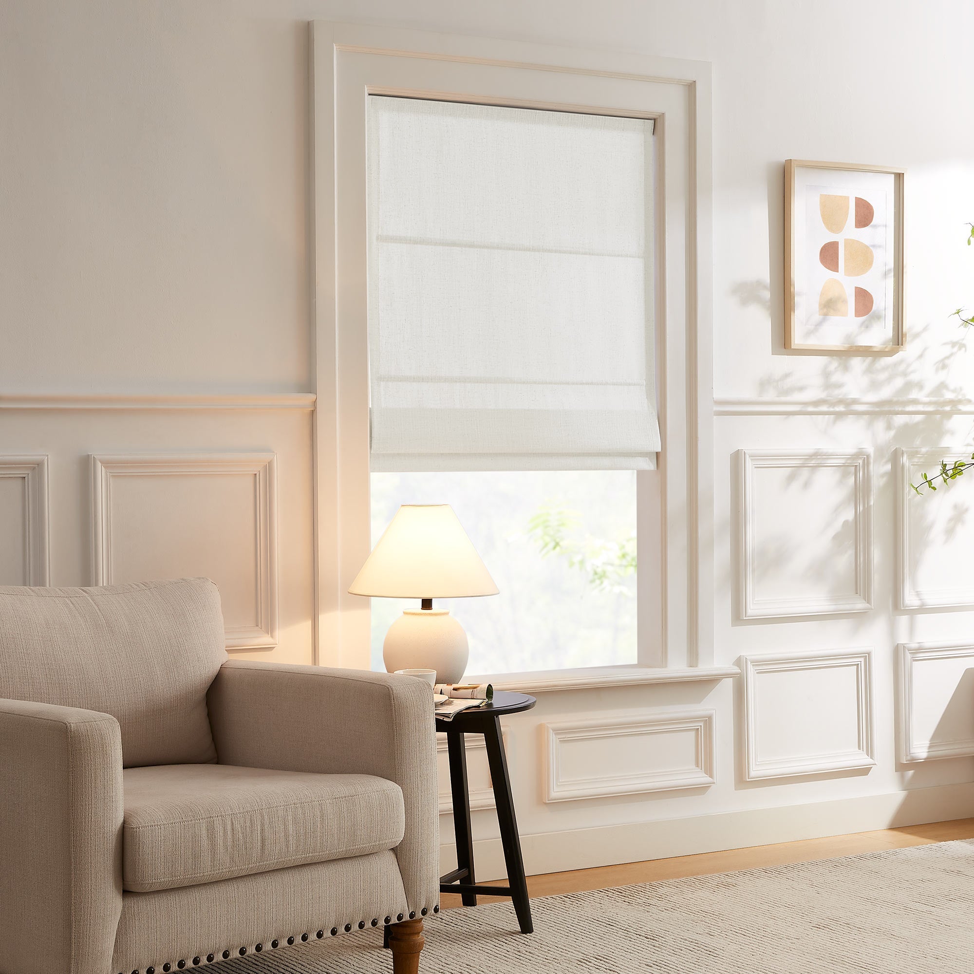 Elvonaeoly Custom Linen Roman Shades