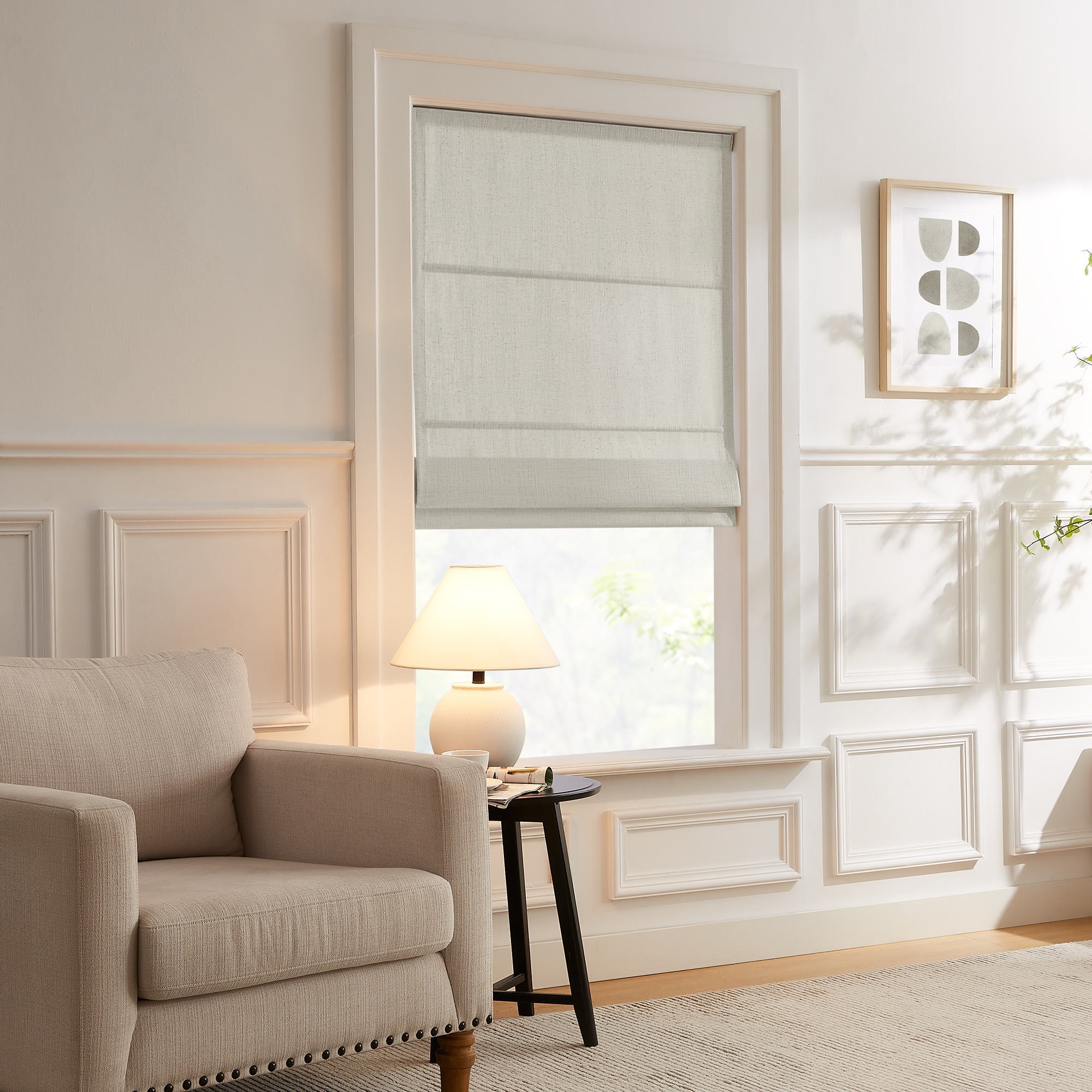 Elvonaeoly Custom Linen Roman Shades