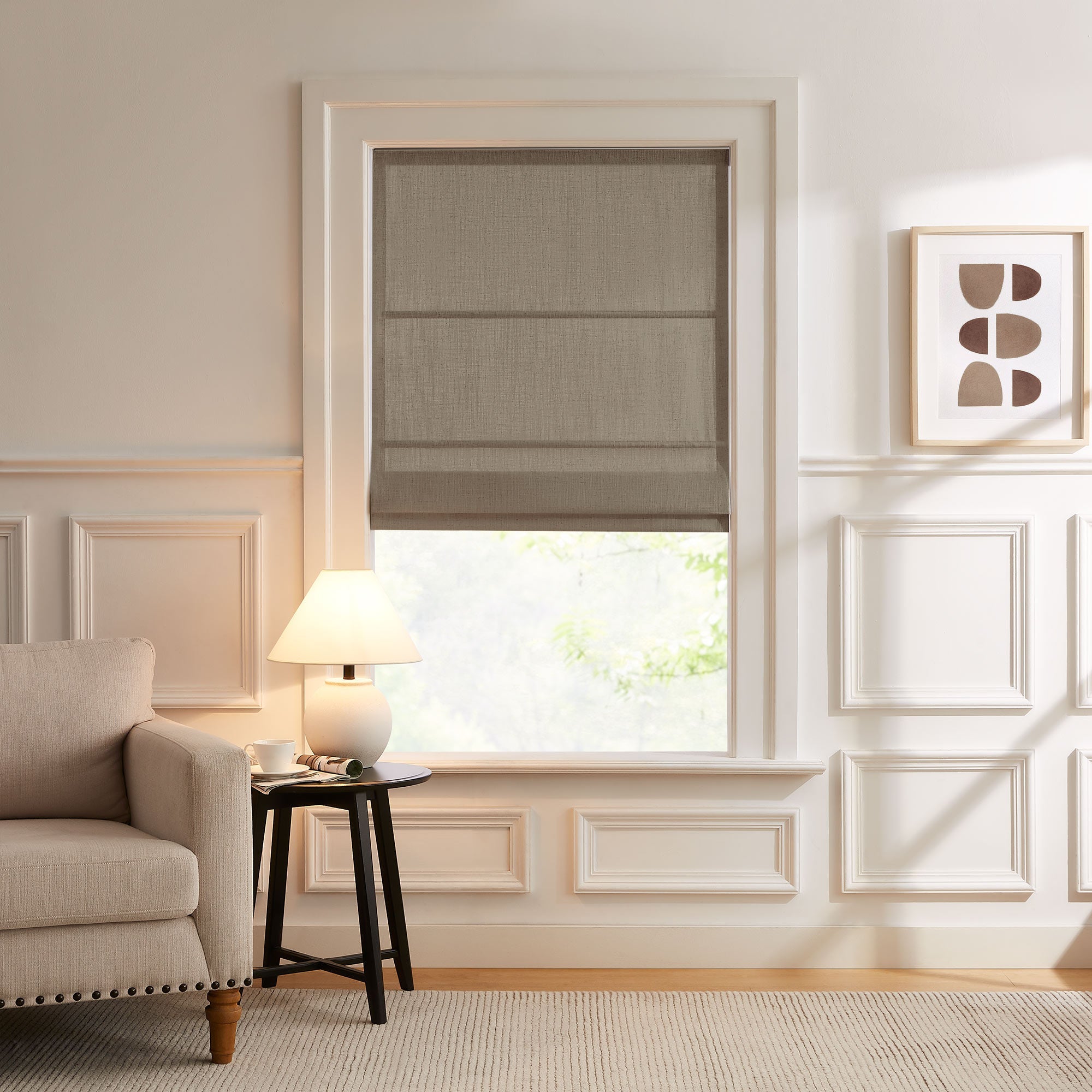 Elvonaeoly Custom Linen Roman Shades