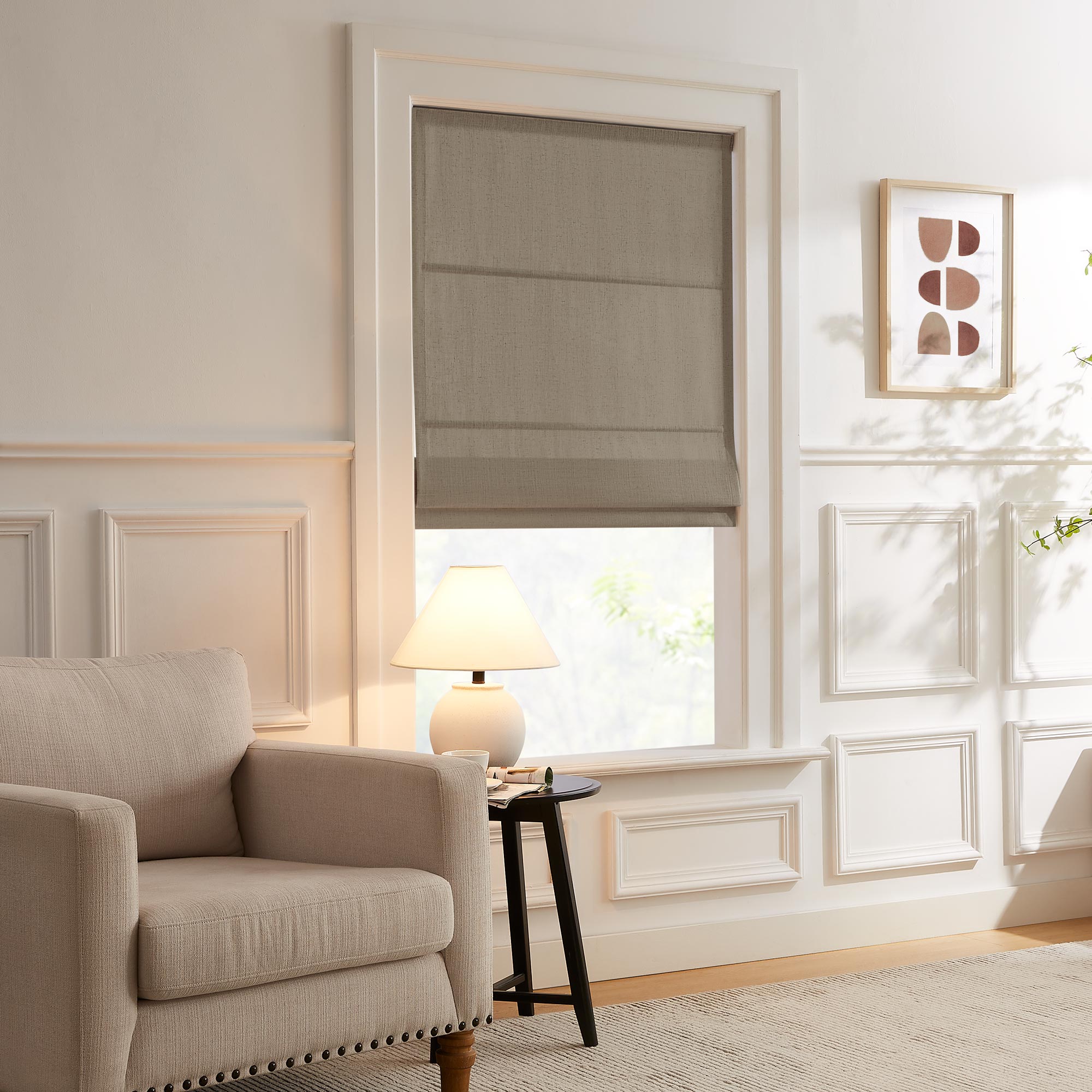 Elvonaeoly Custom Linen Roman Shades