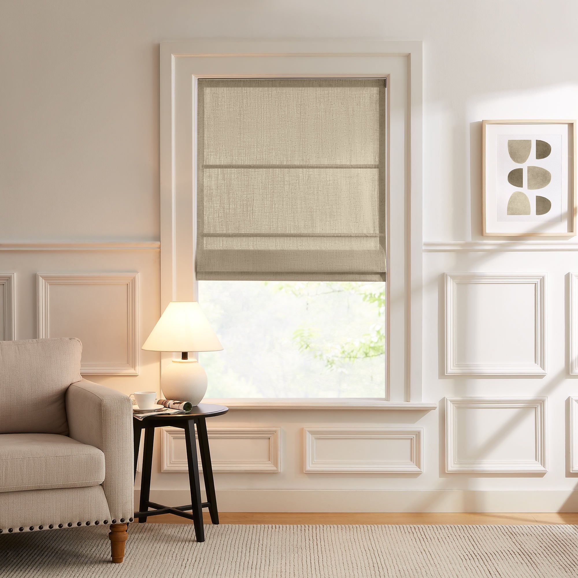 Elvonaeoly Custom Linen Roman Shades