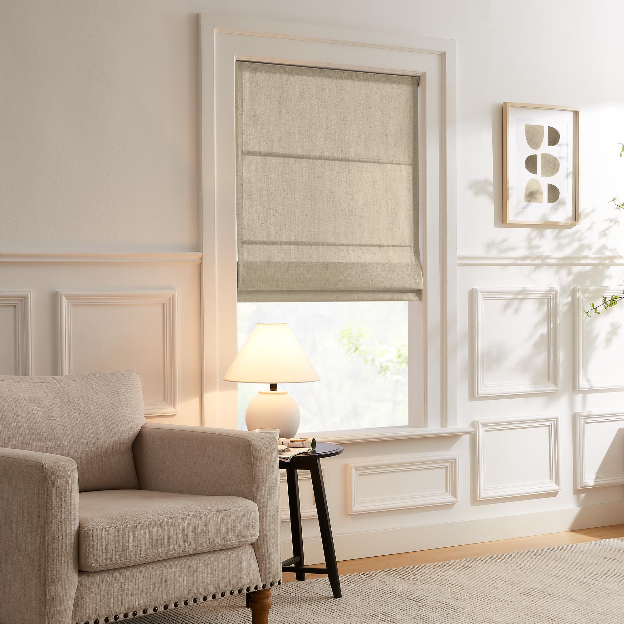 Elvonaeoly Custom Linen Roman Shades