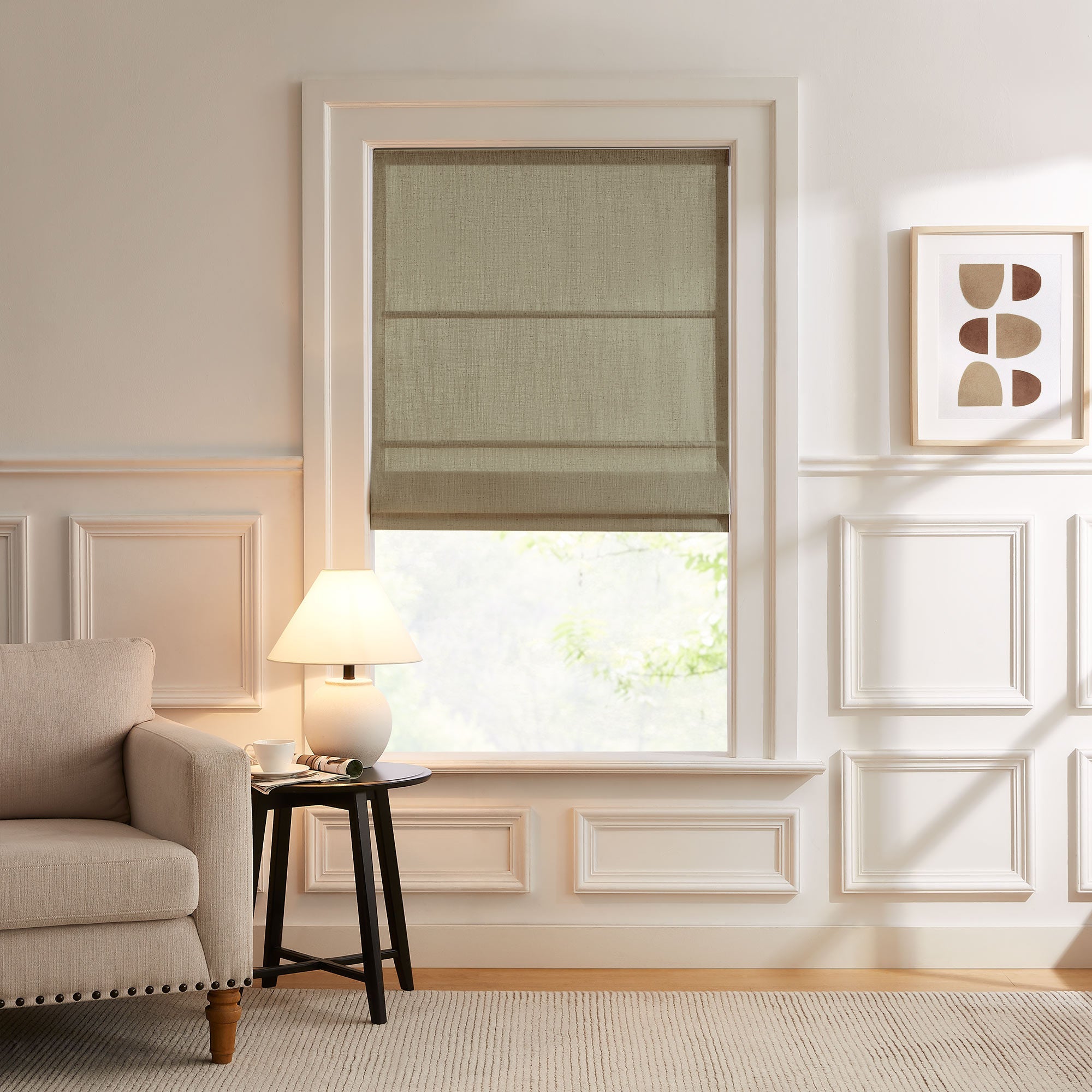 Elvonaeoly Custom Linen Roman Shades