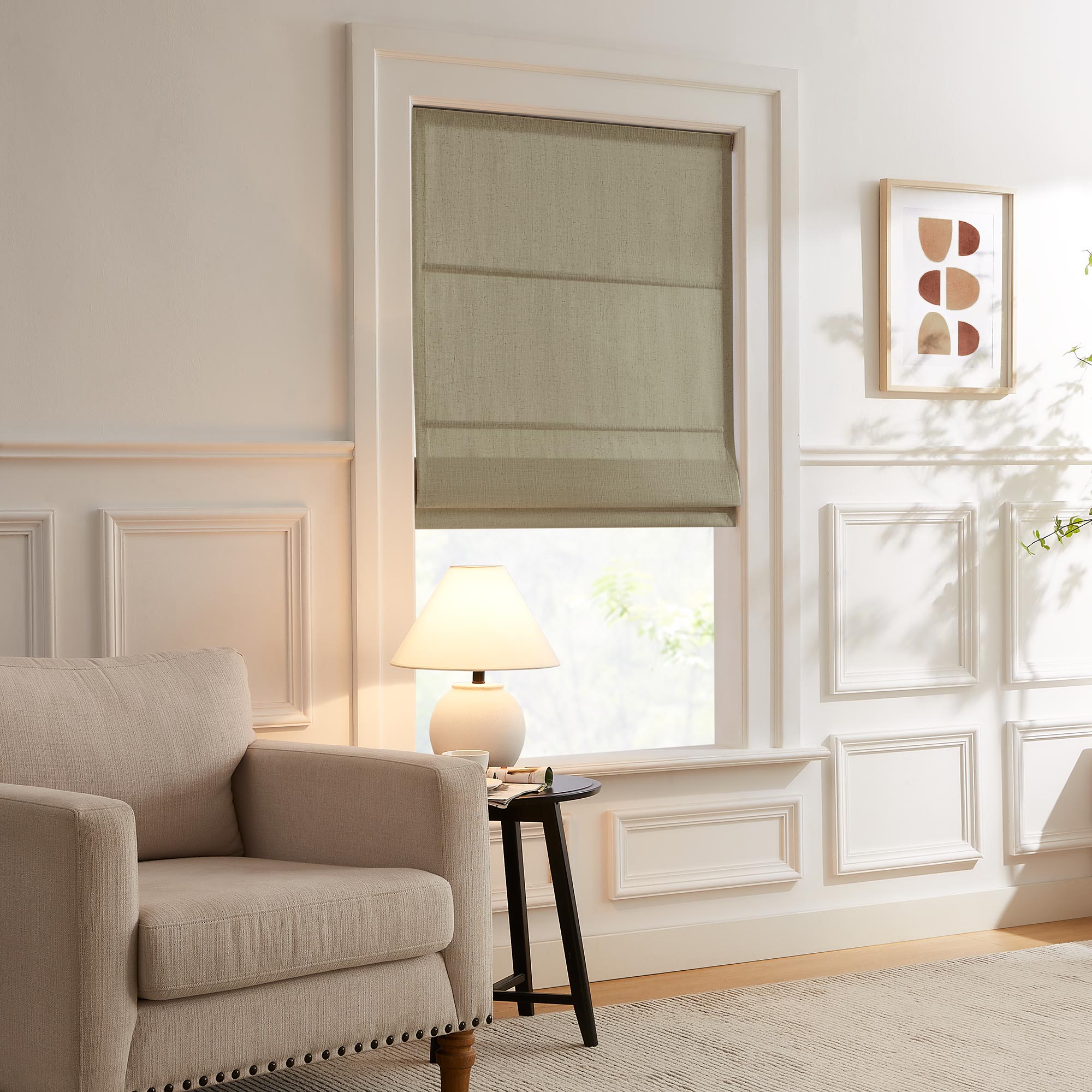Elvonaeoly Custom Linen Roman Shades