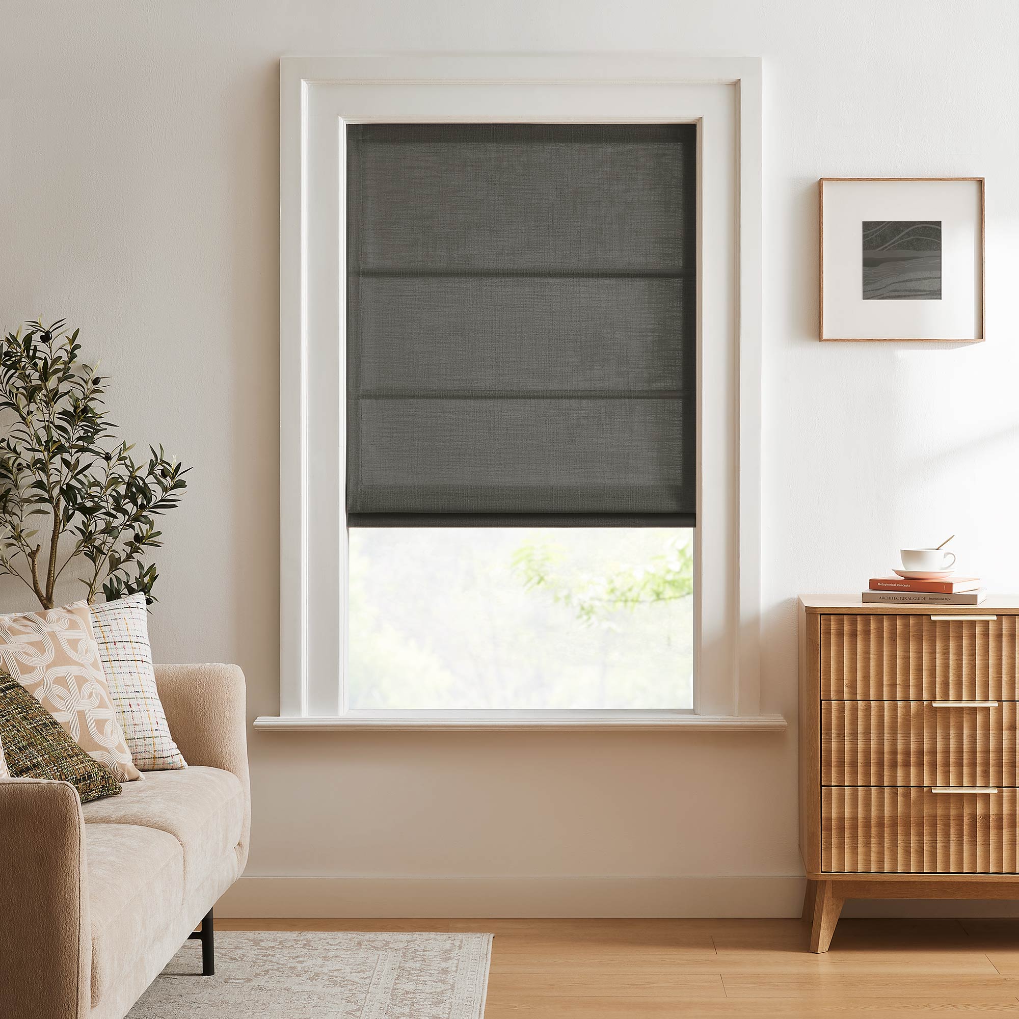 Elvonaeoly Custom Linen Roman Shades