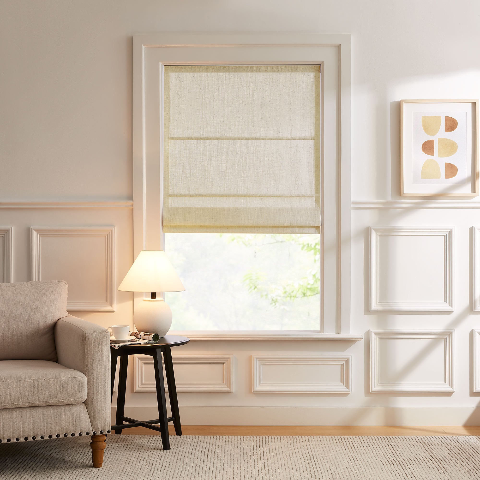 Elvonaeoly Custom Linen Roman Shades