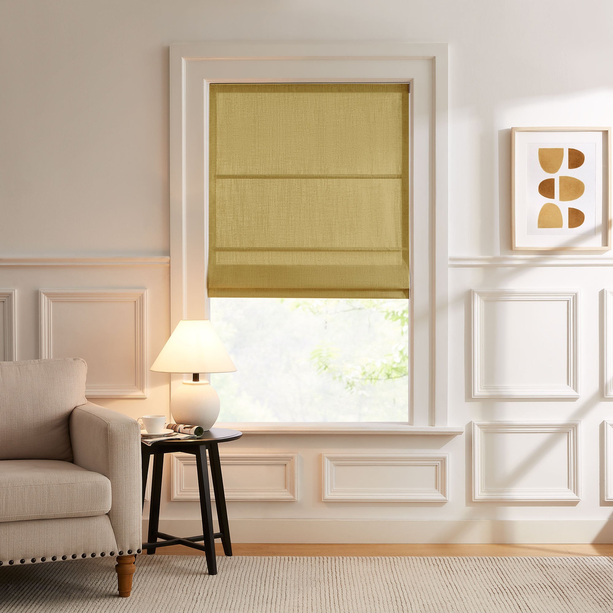 Elvonaeoly Custom Linen Roman Shades