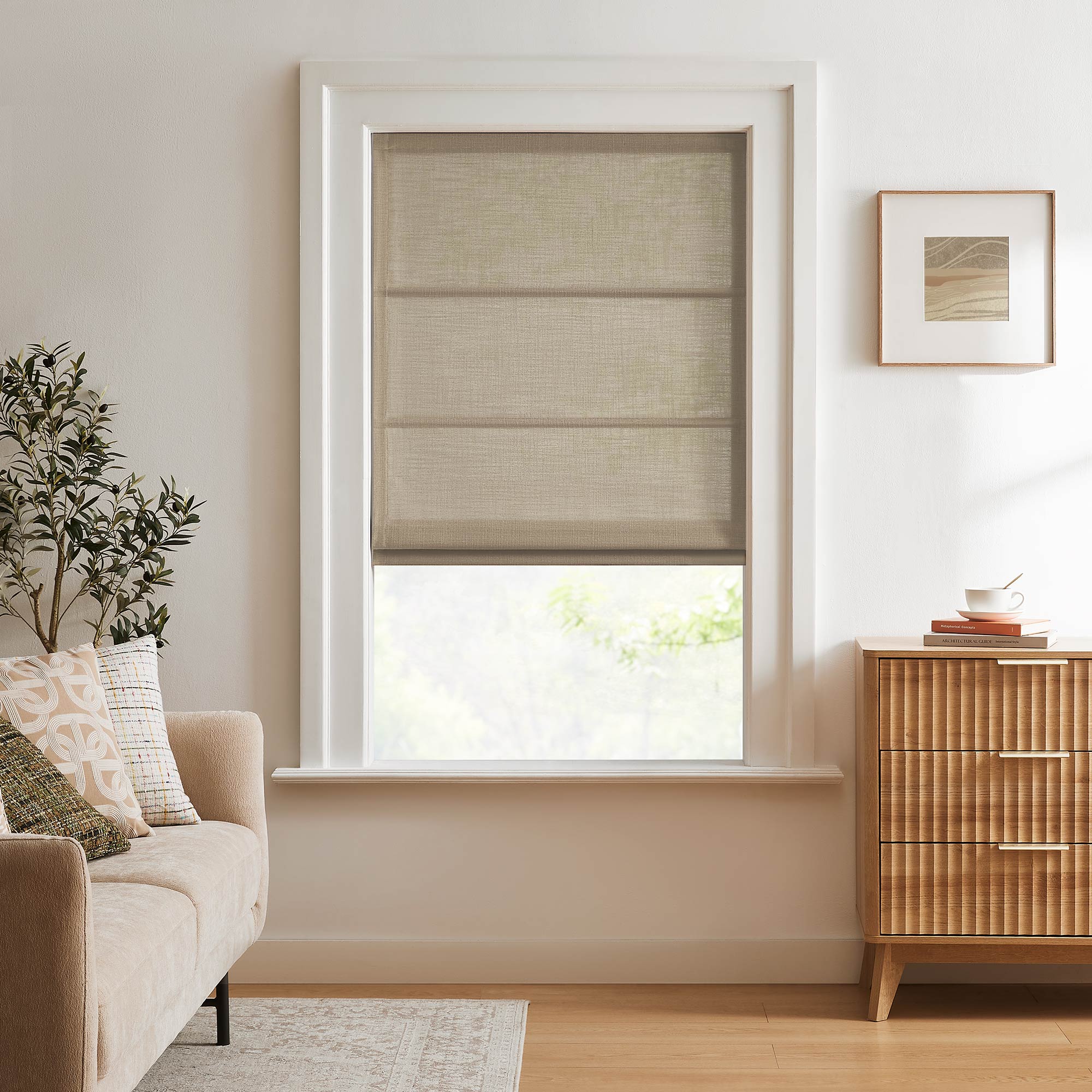 Elvonaeoly Custom Linen Roman Shades
