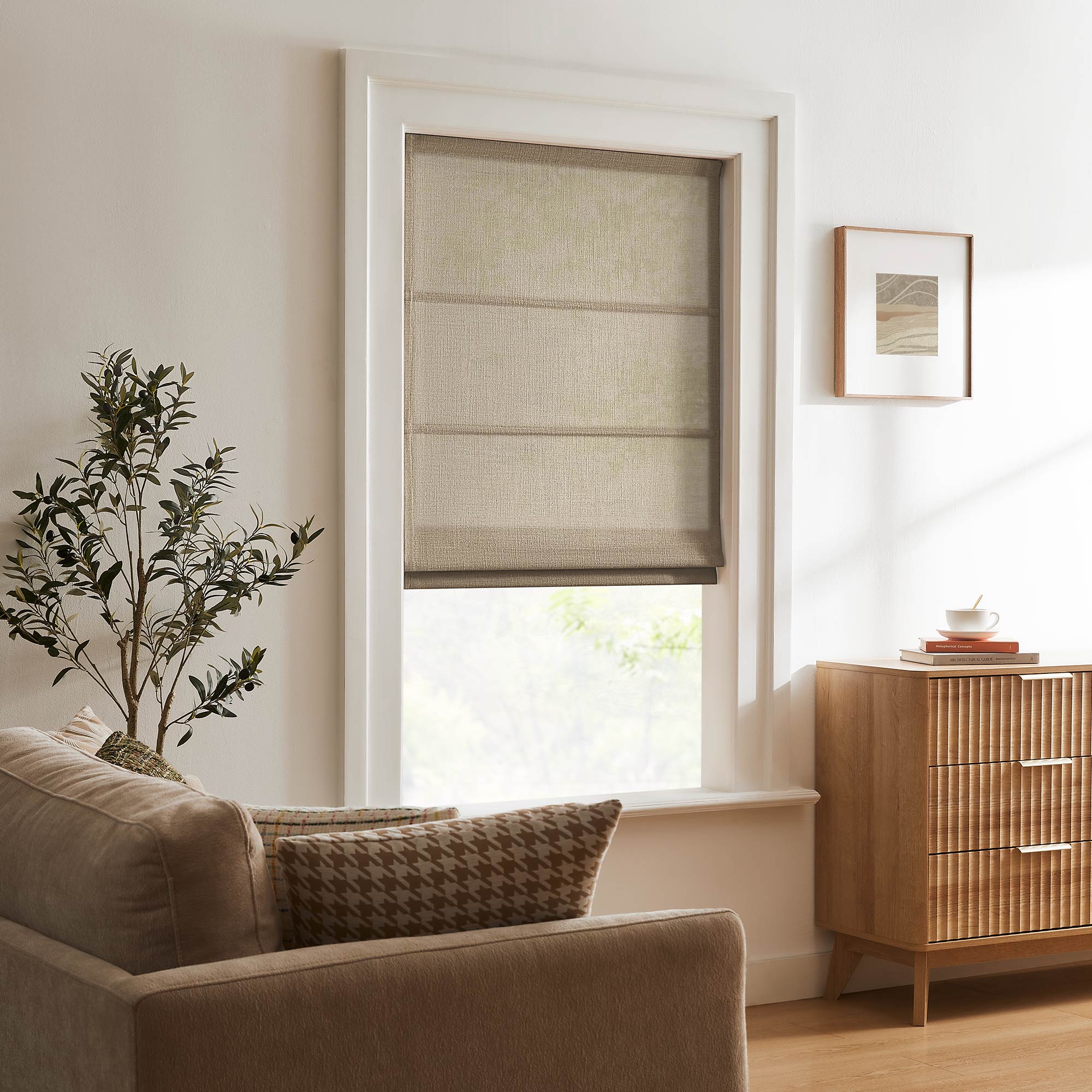 Elvonaeoly Custom Linen Roman Shades
