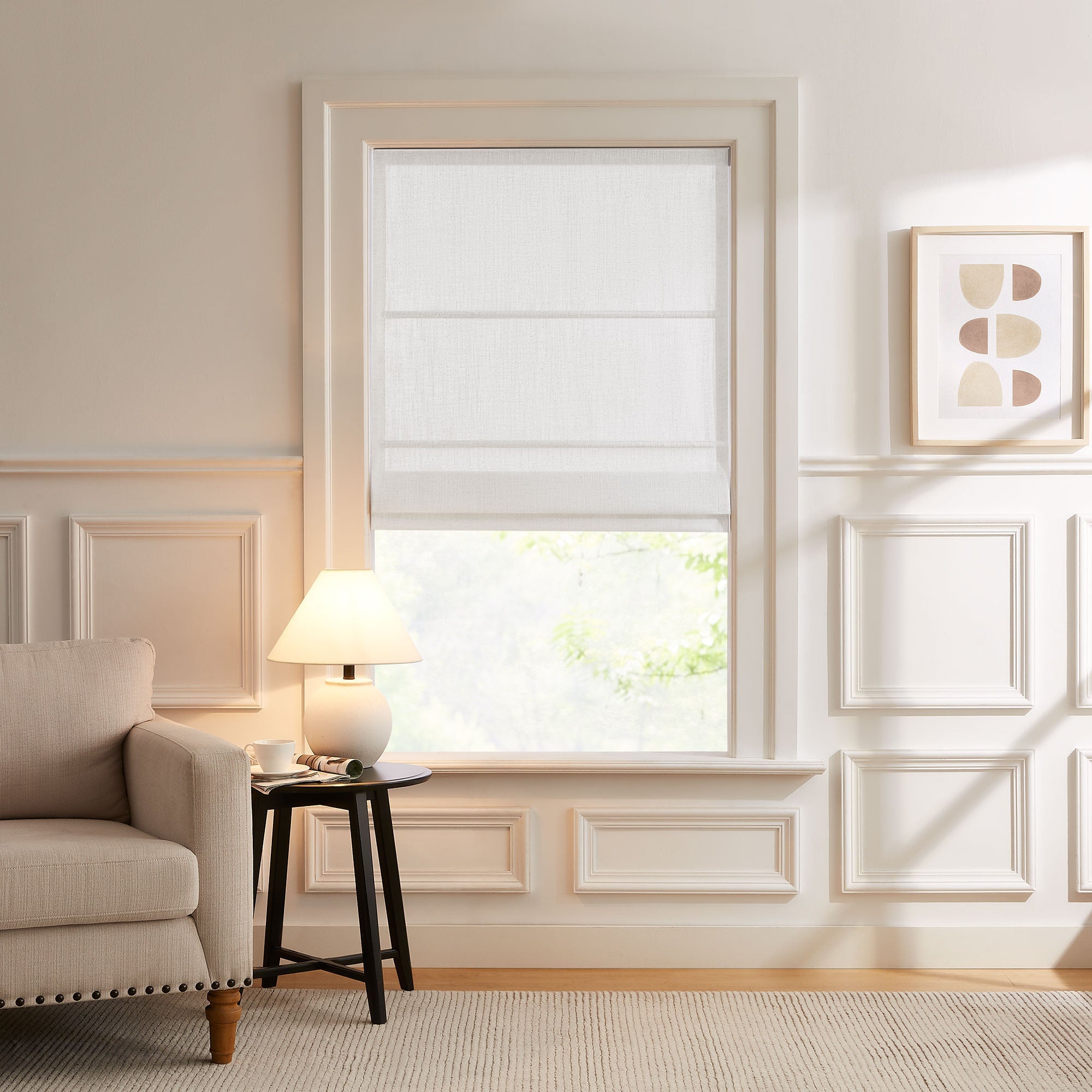 Elvonaeoly Custom Linen Roman Shades