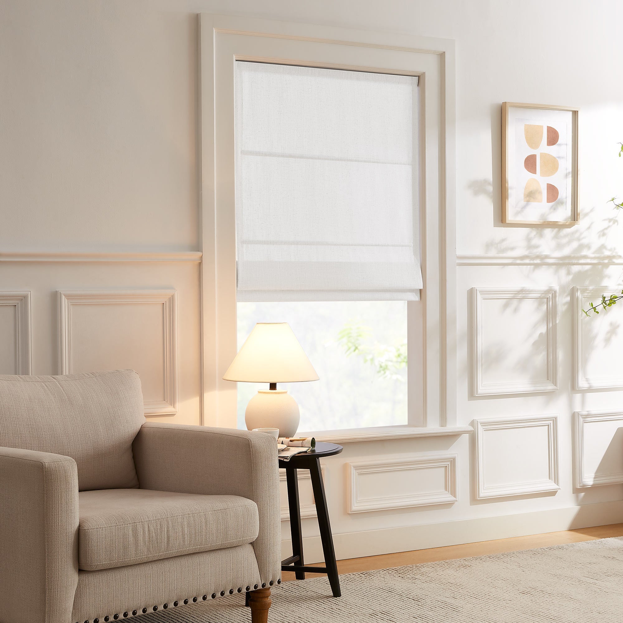 Elvonaeoly Custom Linen Roman Shades