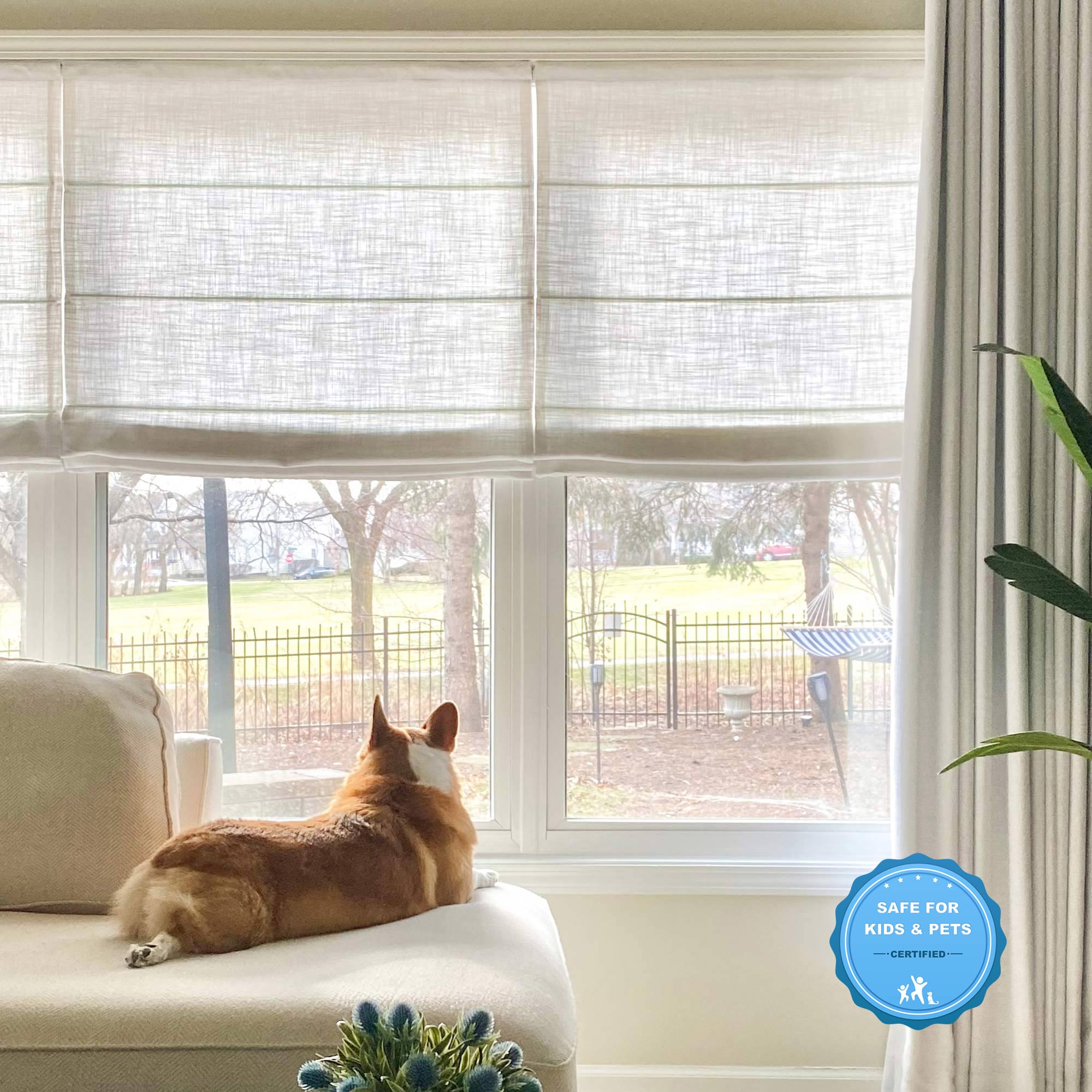 Elvonaeoly Custom Linen Roman Shades