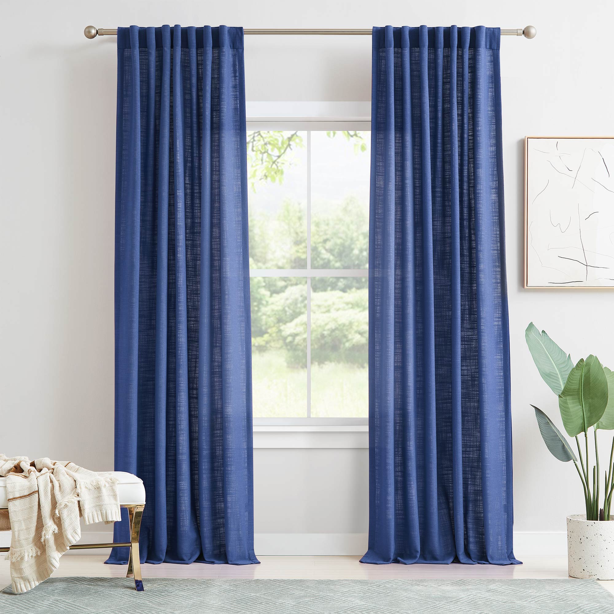 Elvonaeoly Linen Blend Curtains