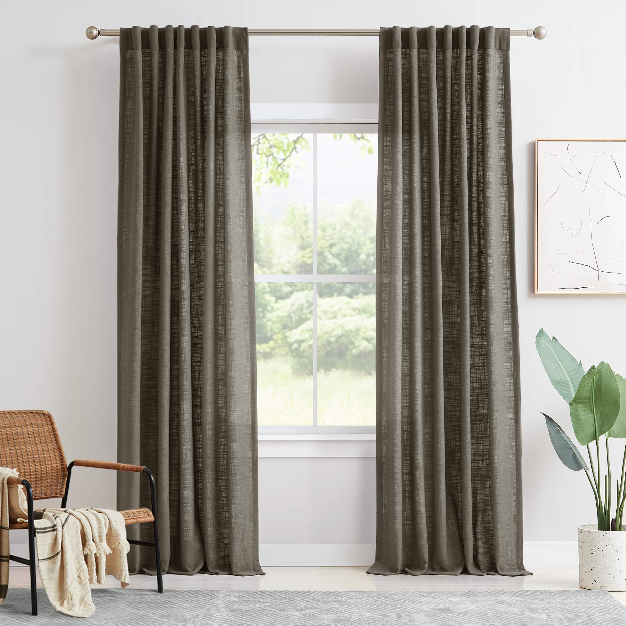 Elvonaeoly Linen Blend Curtains
