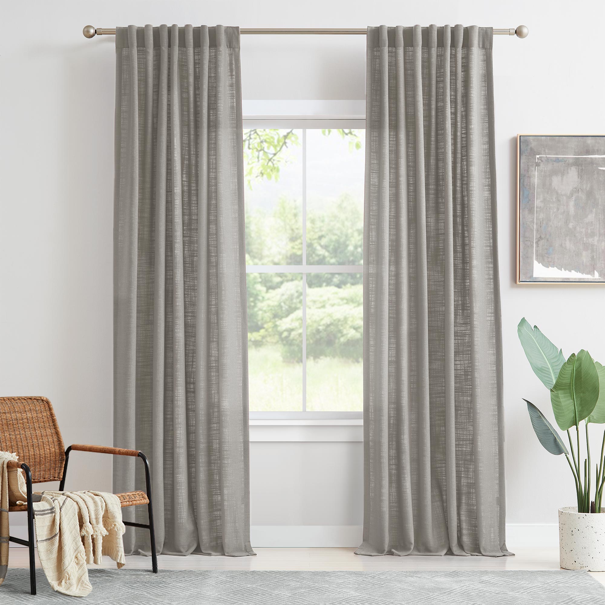 Elvonaeoly Linen Blend Curtains