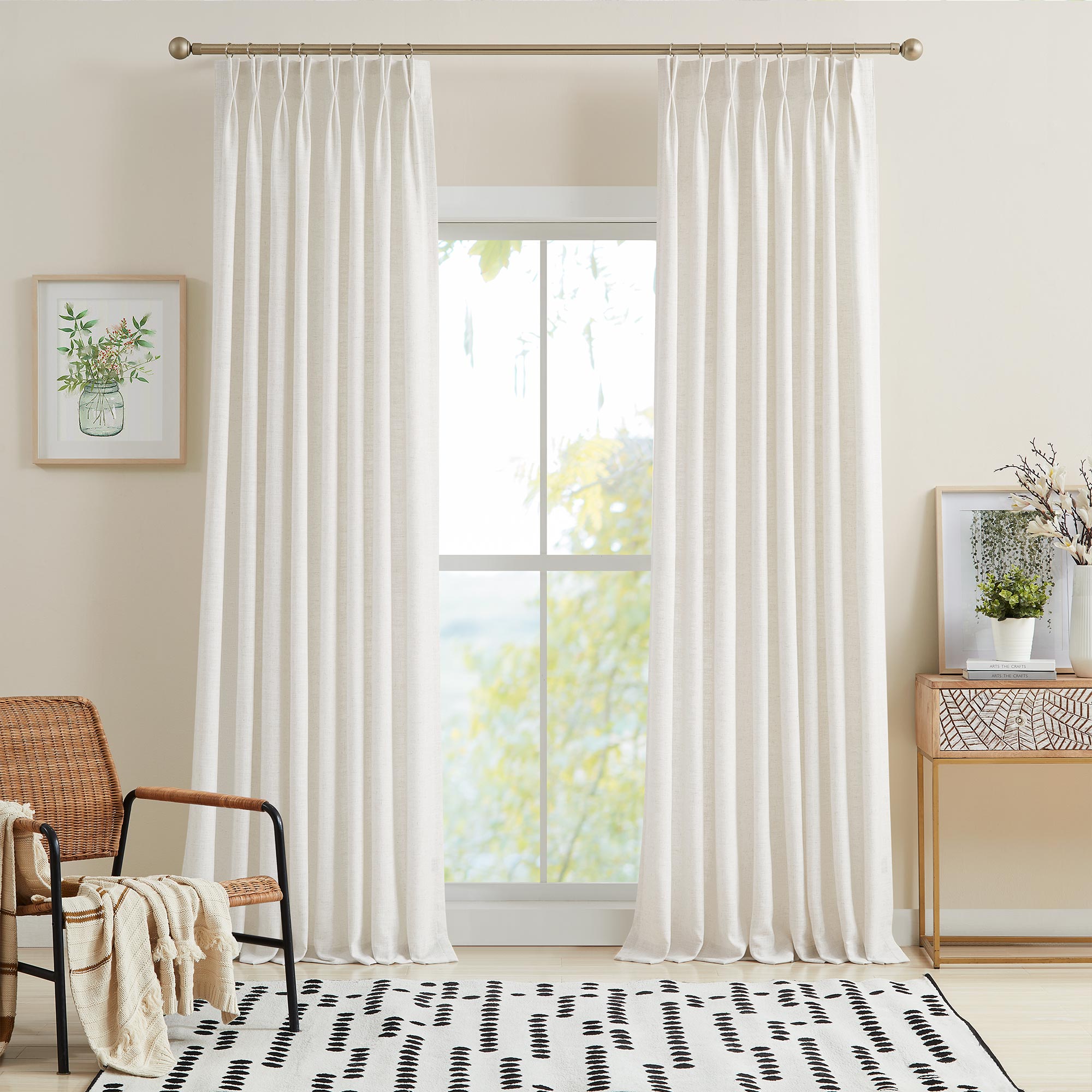 Elvonaeoly Linen Blend Curtains