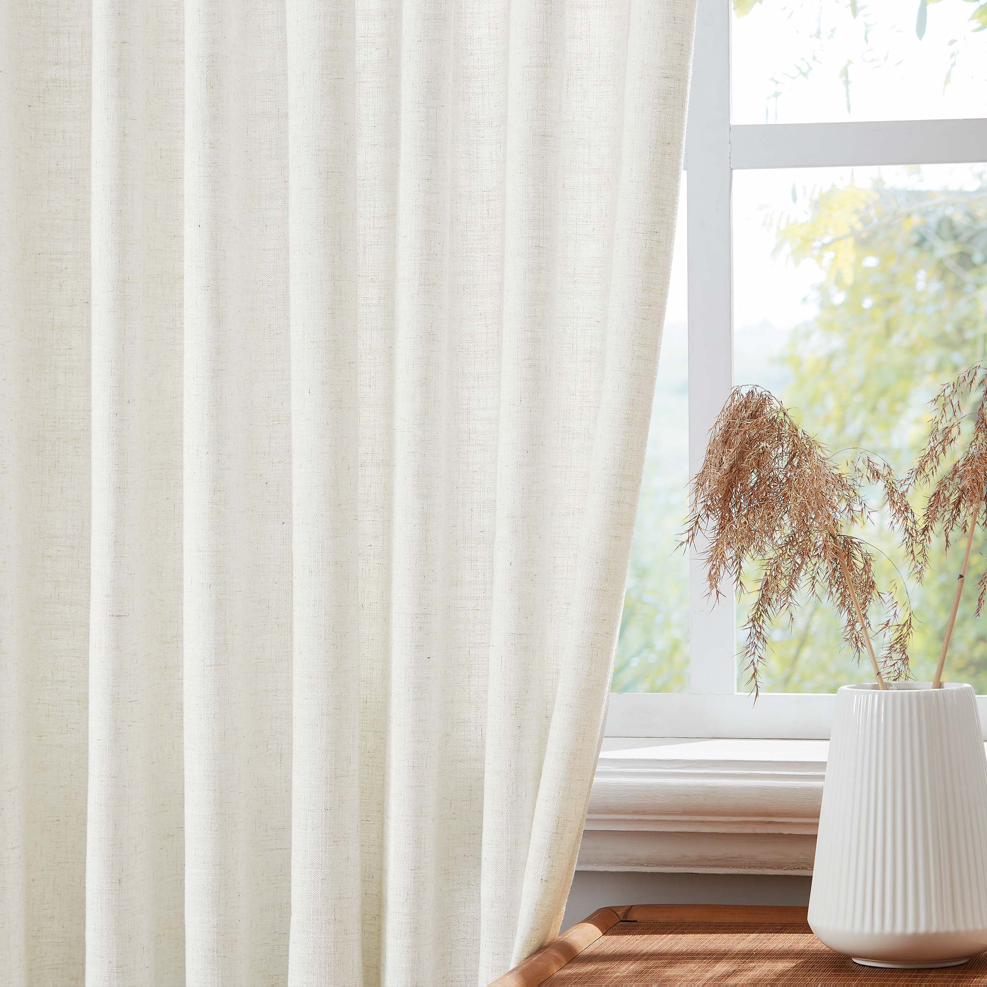 Elvonaeoly Linen Blend Curtains
