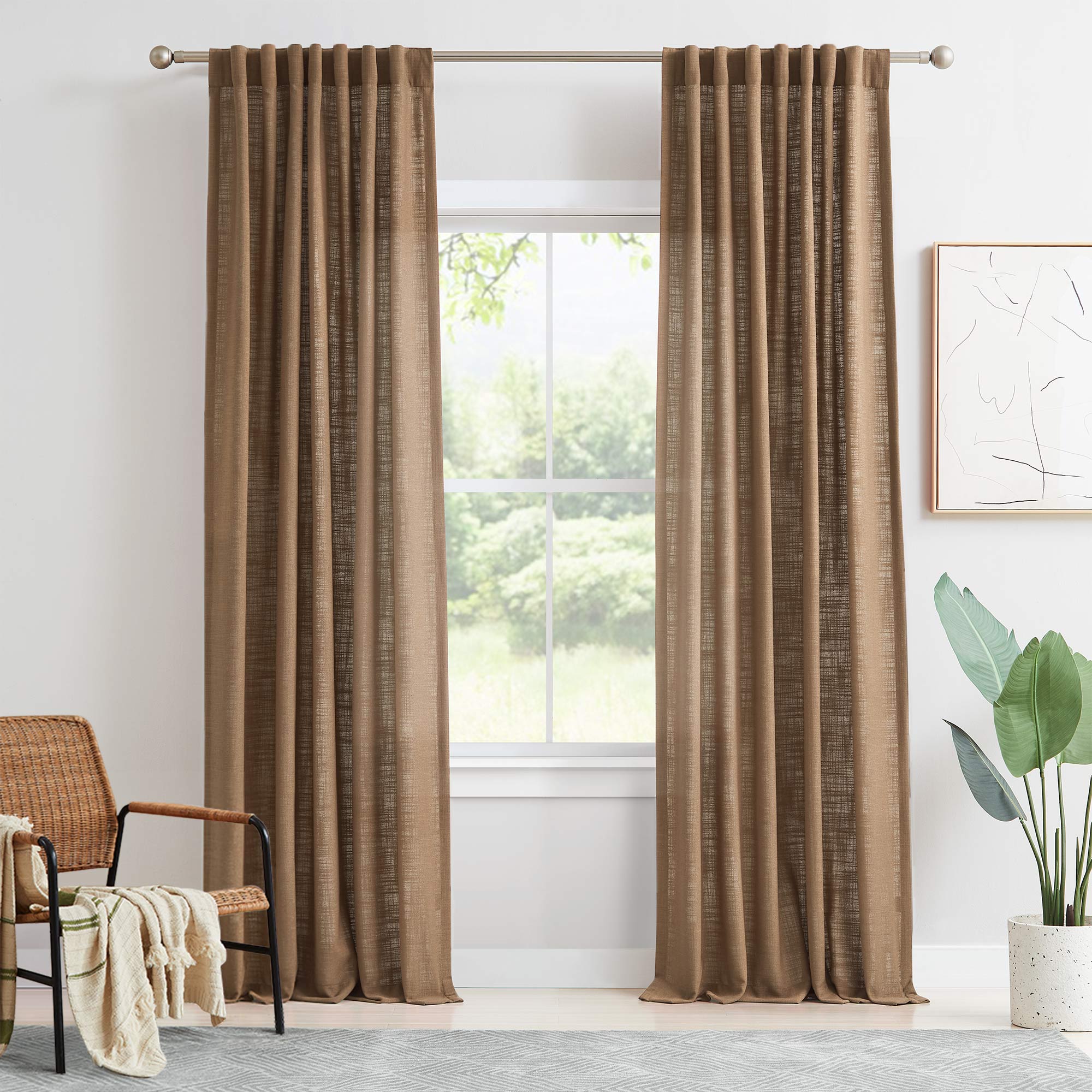 Elvonaeoly Linen Blend Curtains