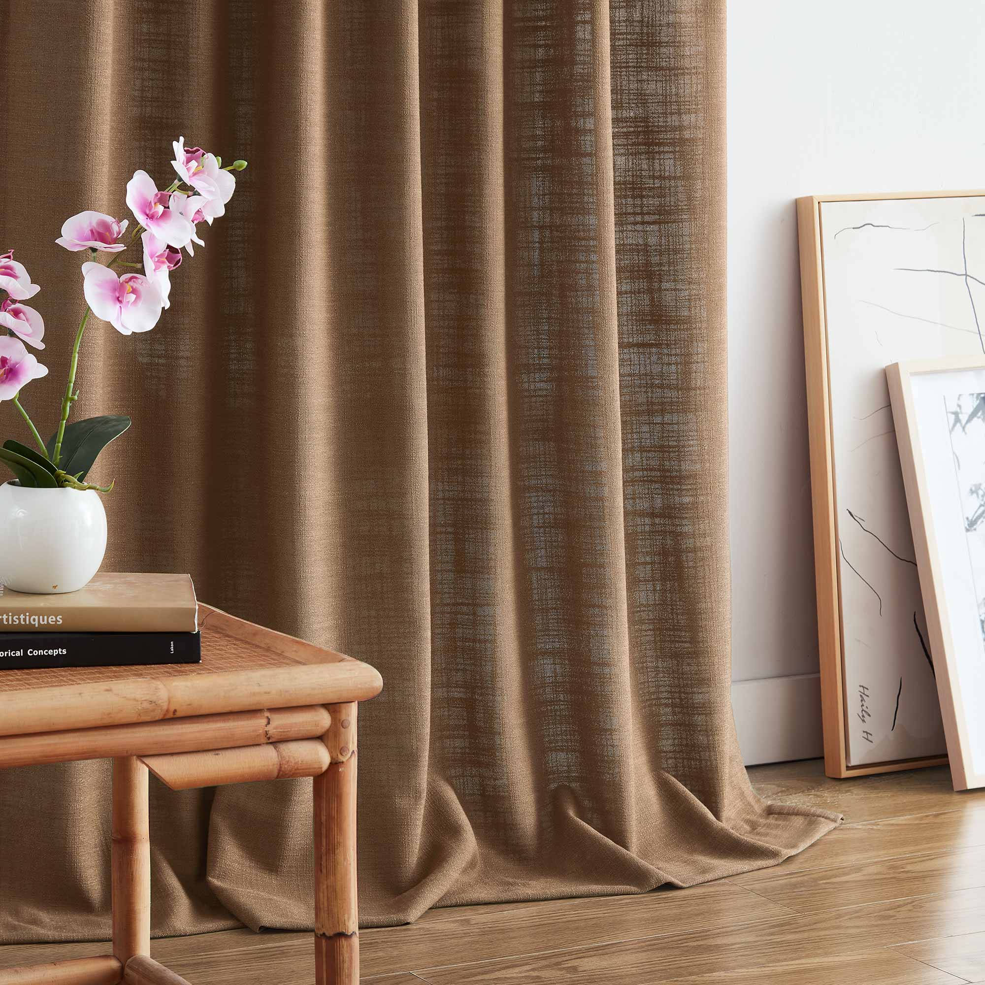 Elvonaeoly Linen Blend Curtains