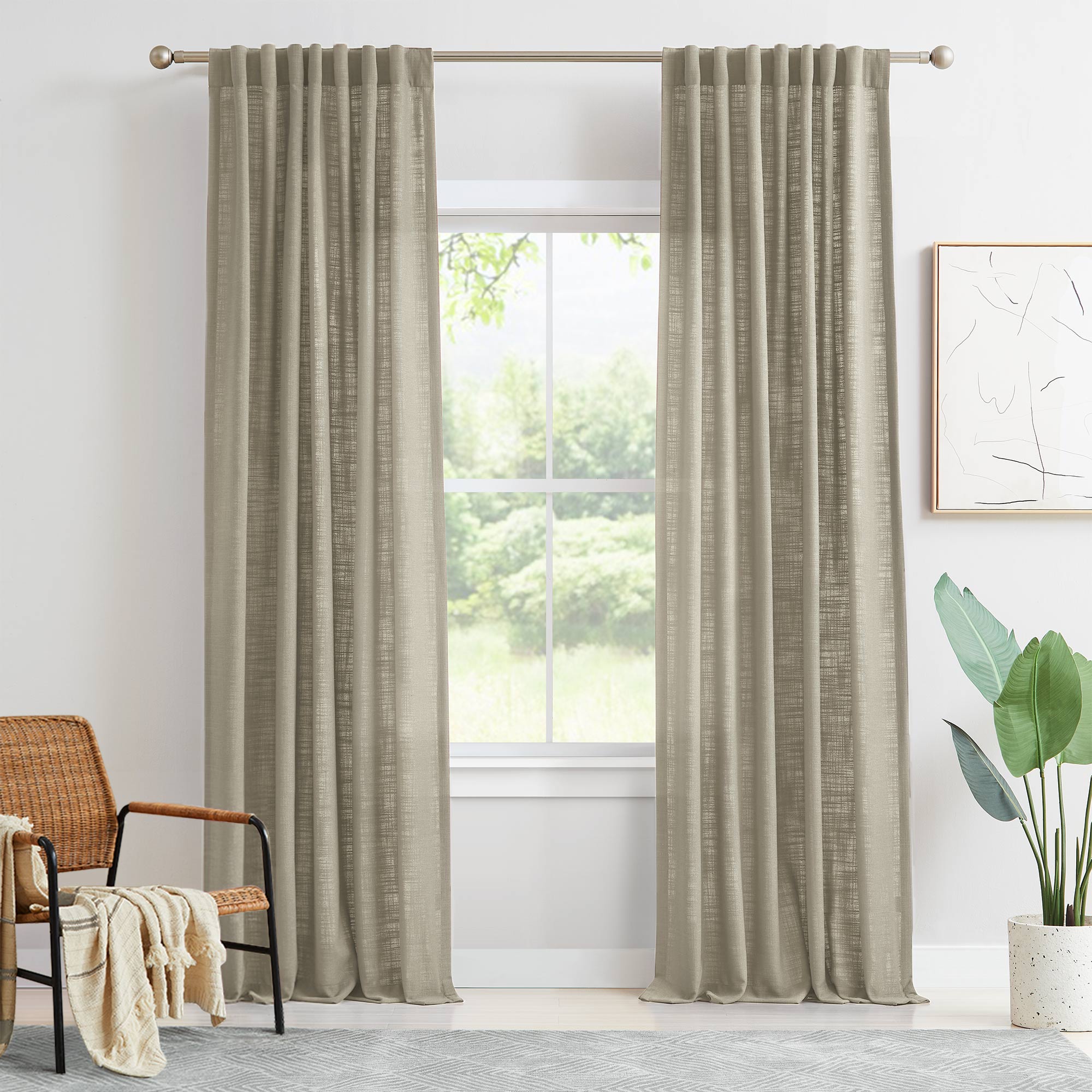 Elvonaeoly Linen Blend Curtains