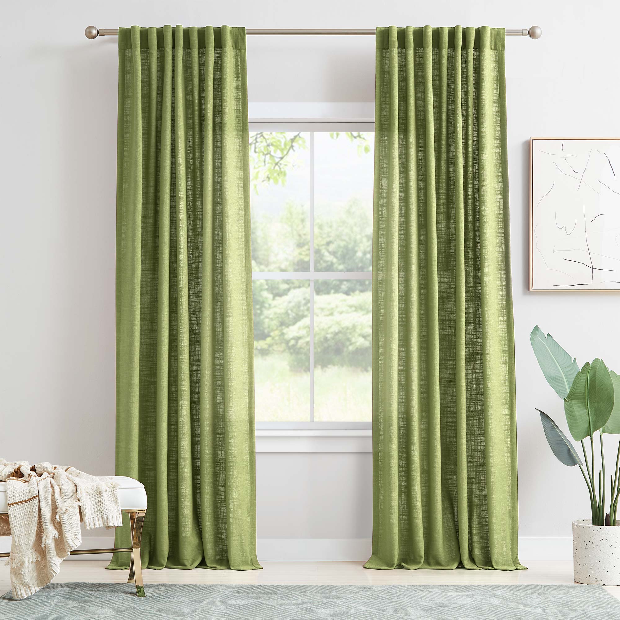 Elvonaeoly Linen Blend Curtains