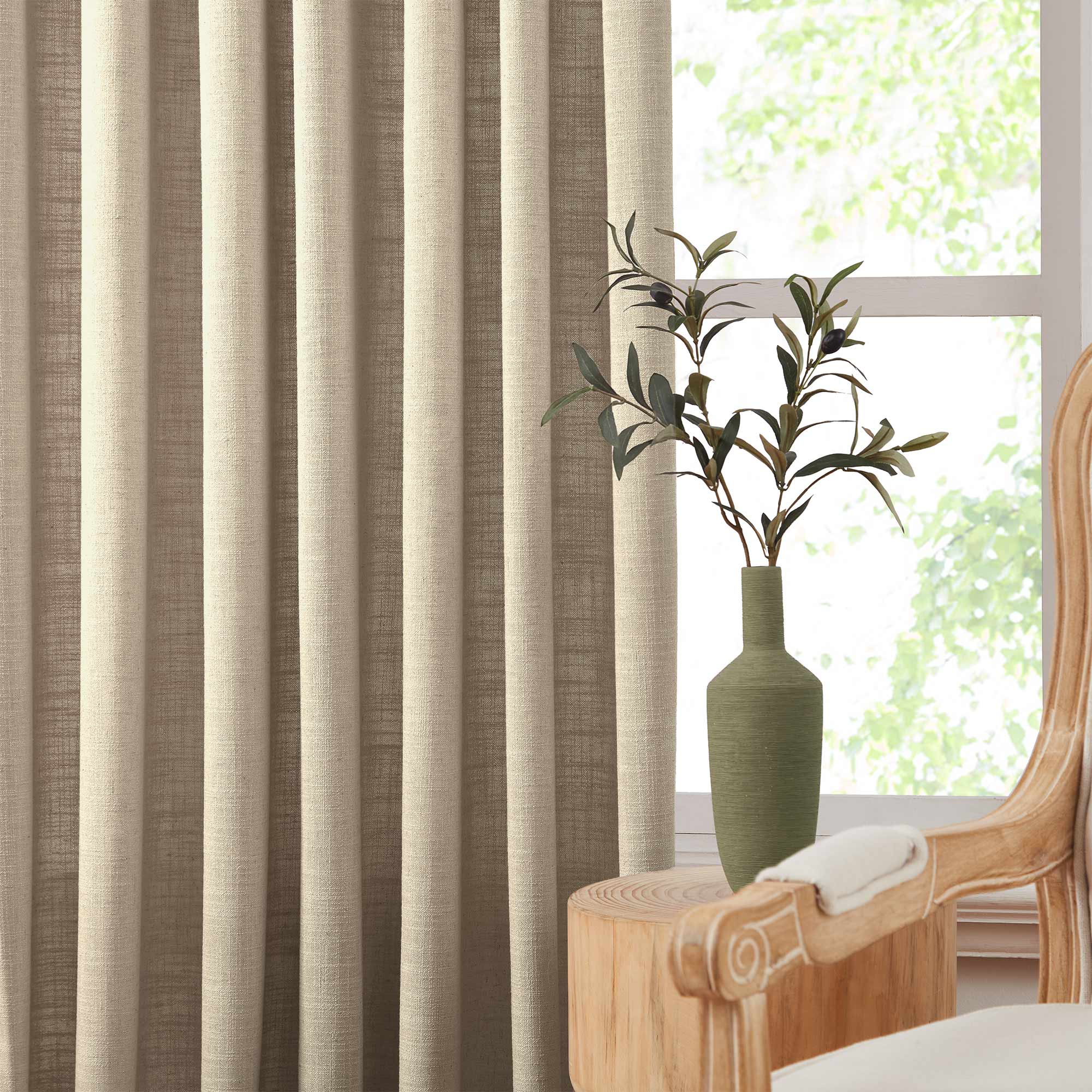 Elvonaeoly Linen Blend Curtains