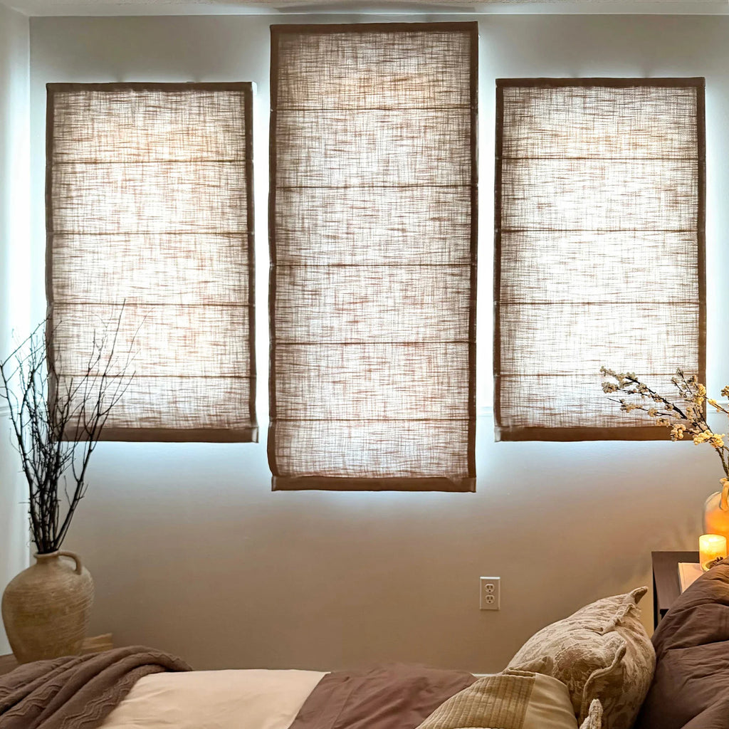 Elvonaeoly Custom Linen Roman Shades