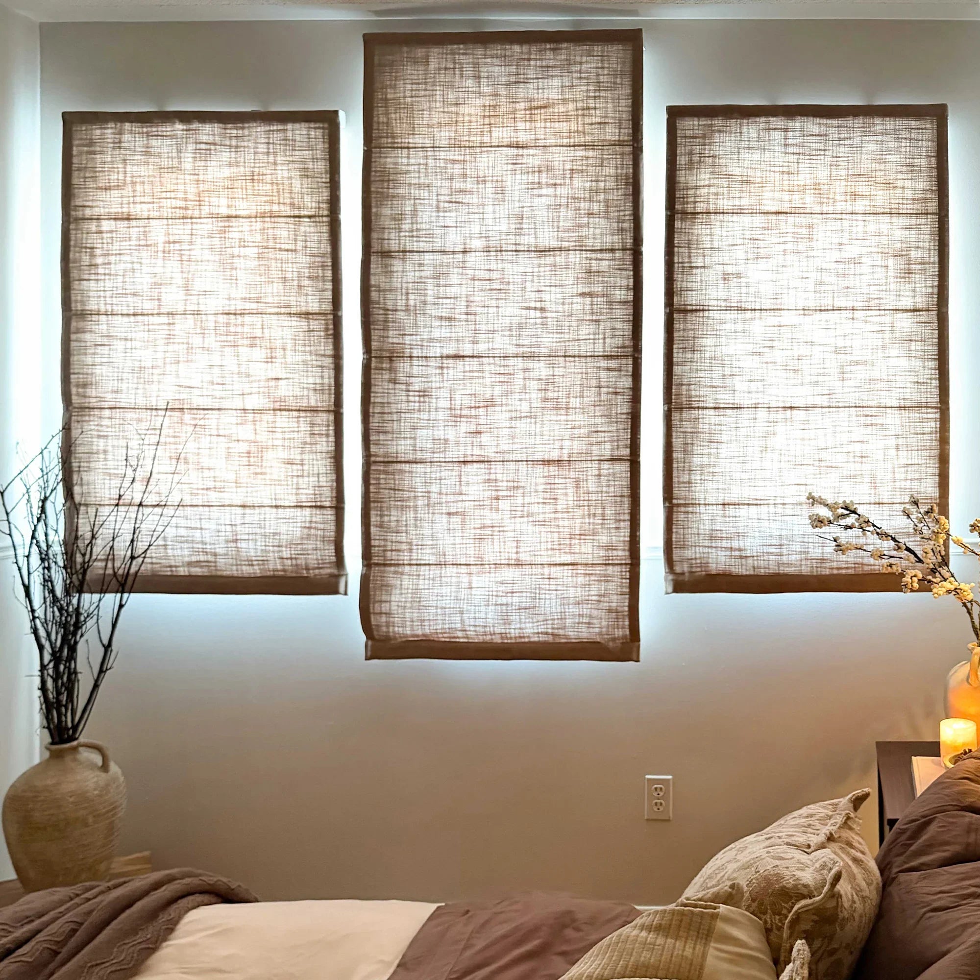 Elvonaeoly Custom Linen Roman Shades