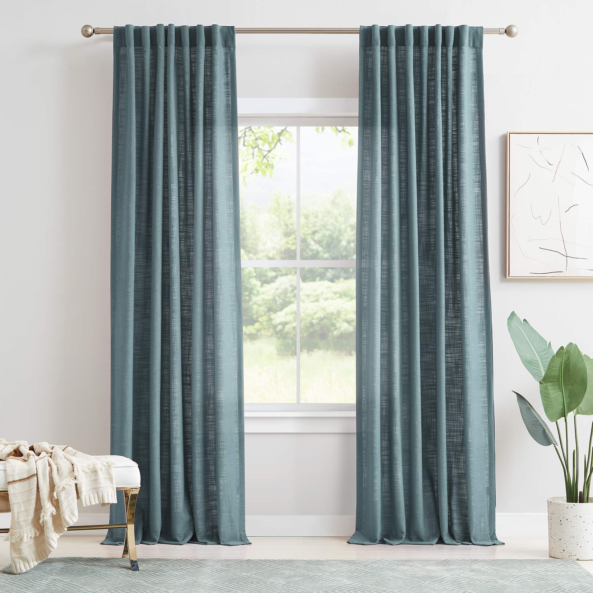 Elvonaeoly Linen Blend Curtains