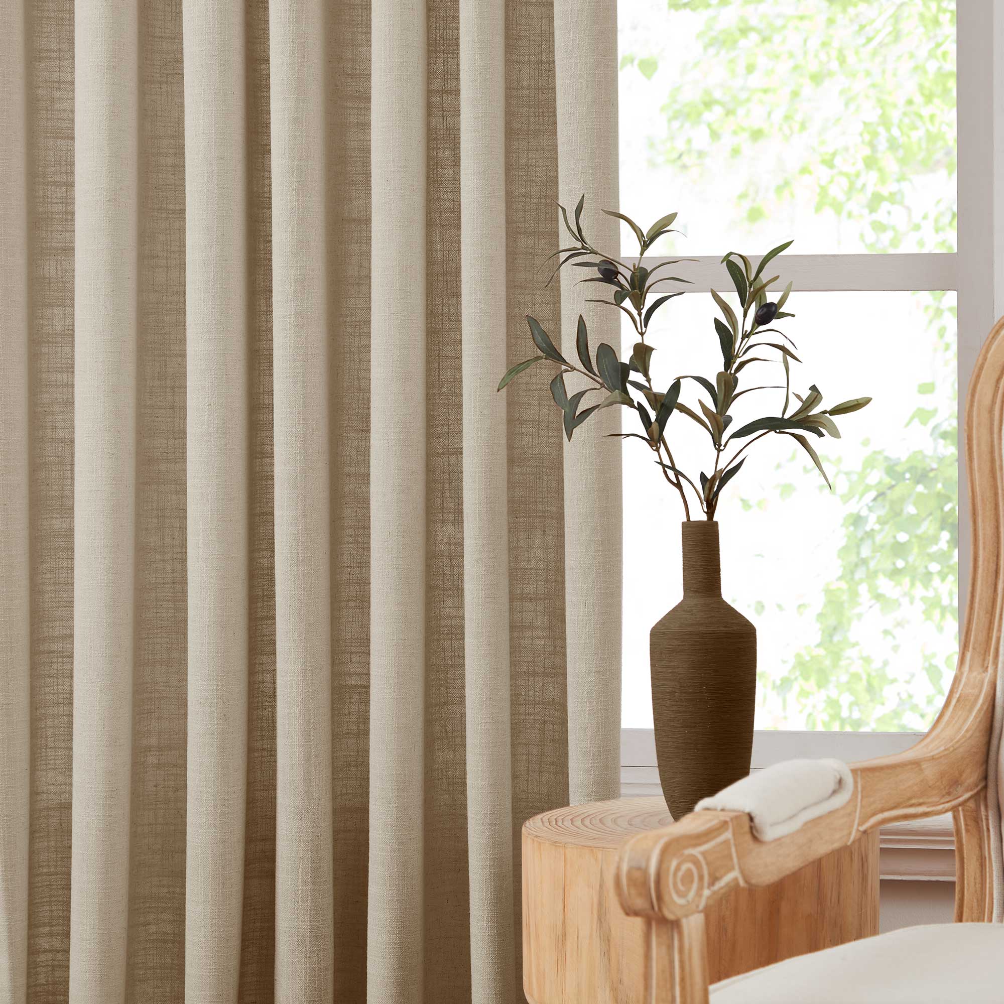 Elvonaeoly Linen Blend Curtains