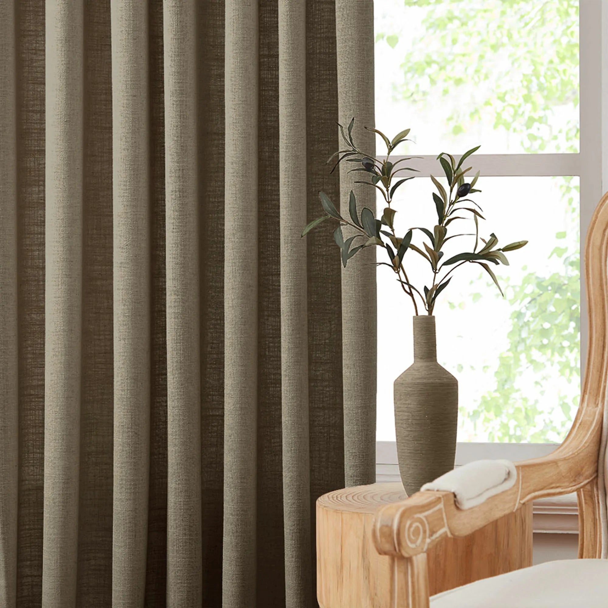 Elvonaeoly Linen Blend Curtains