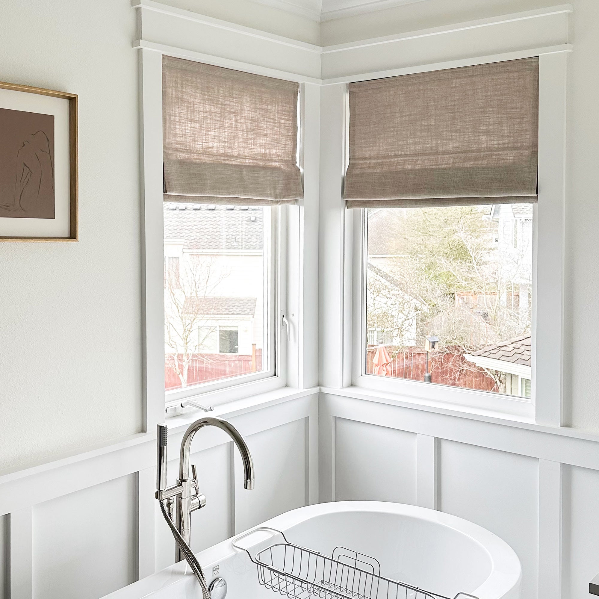 Elvonaeoly Custom Linen Roman Shades
