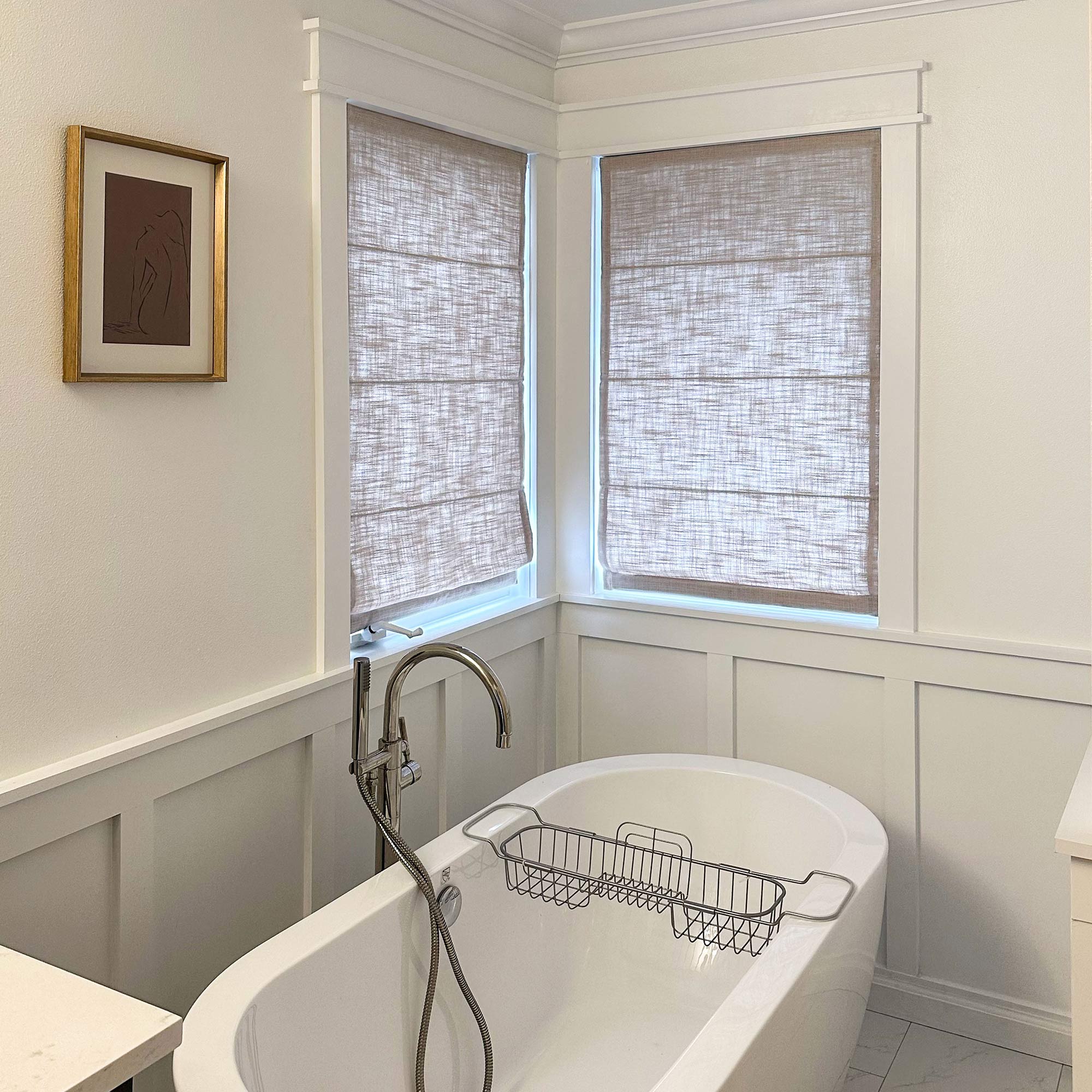 Elvonaeoly Custom Linen Roman Shades