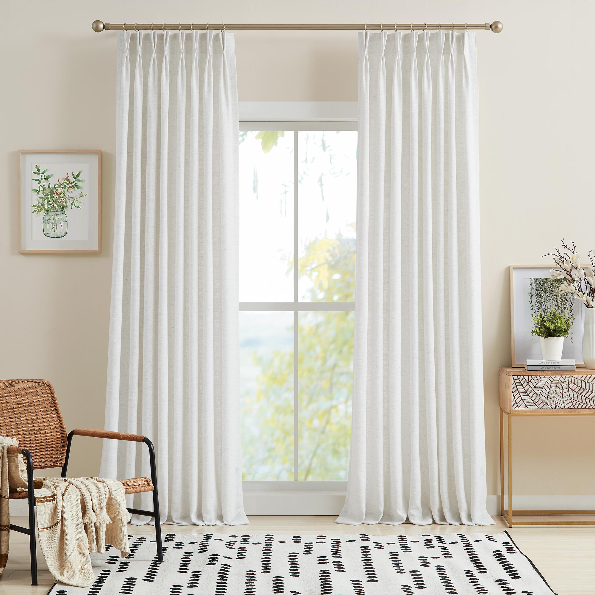 Elvonaeoly Linen Blend Curtains