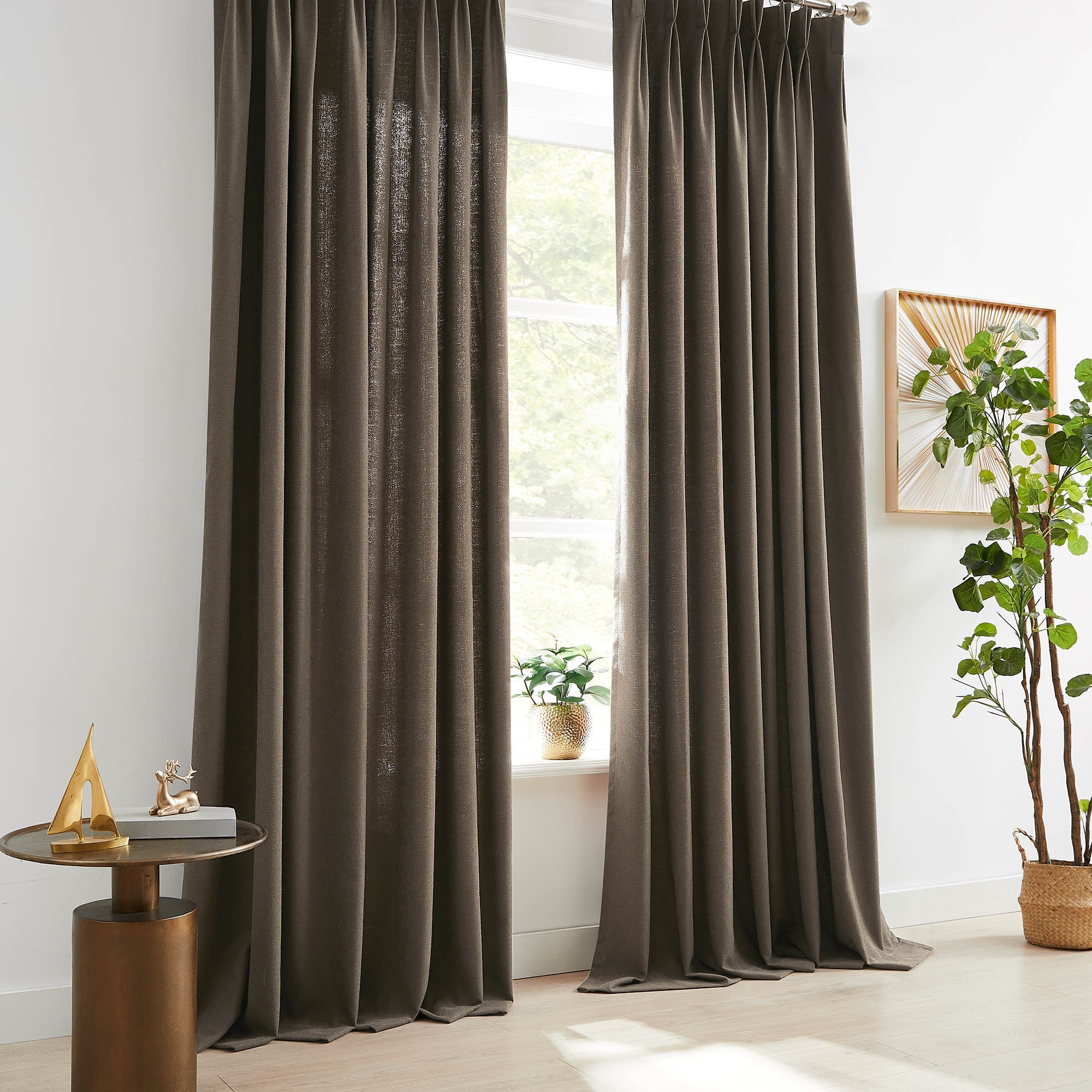 Elvonaeoly Cross Linen Texture Curtains
