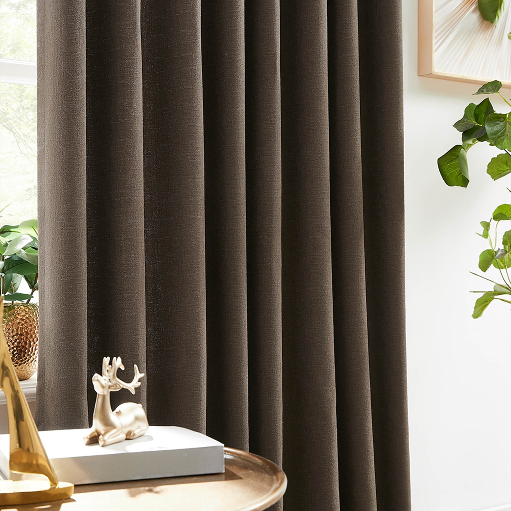 Elvonaeoly Cross Linen Texture Curtains